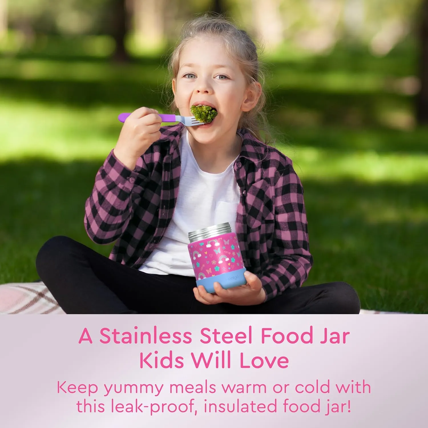 Kids' Stainless Steel Insulated Food Jar - Rainbows & Butterflies - Image 3