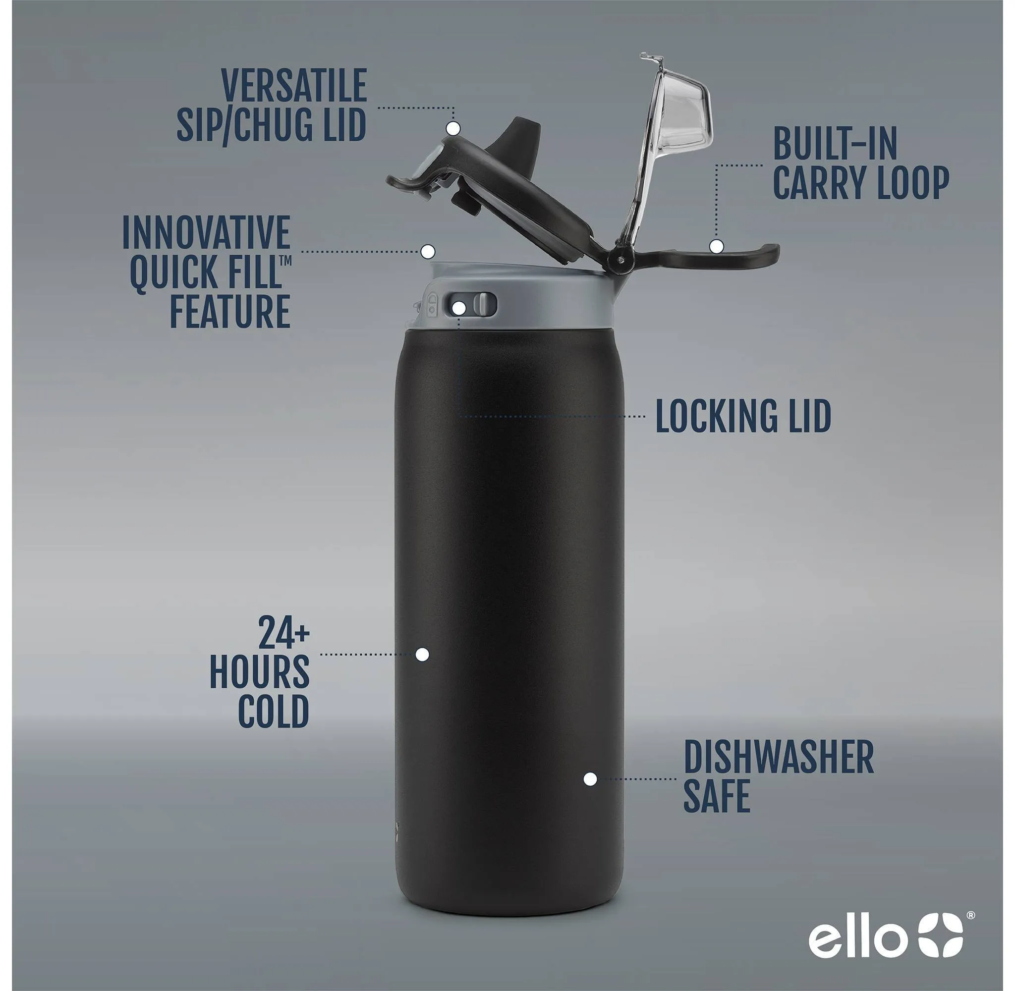 Kids Stainless Steel Water Bottle - Black - Image 3