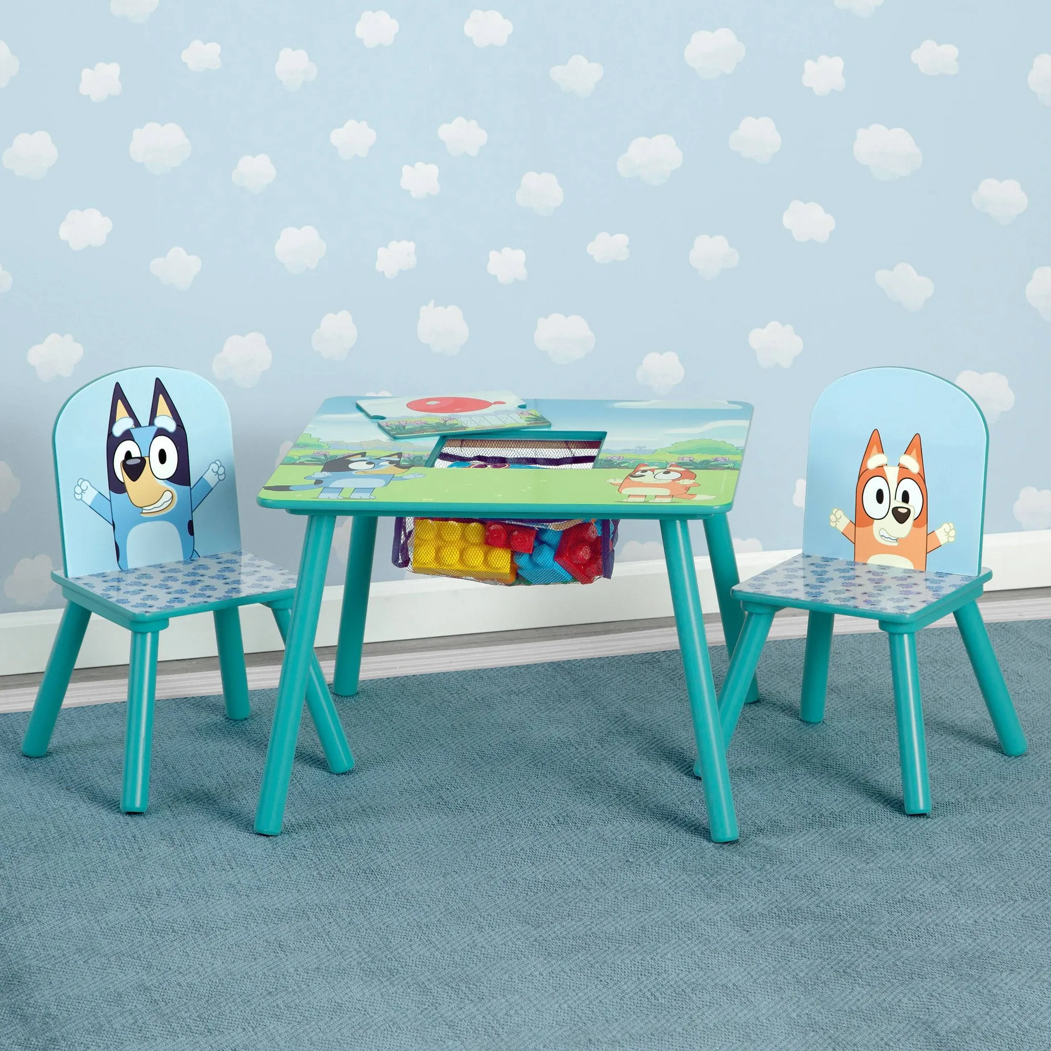 Kids' Table and Chair Set with Storage - Green Gold Gold Certified - Bluey - Image 2