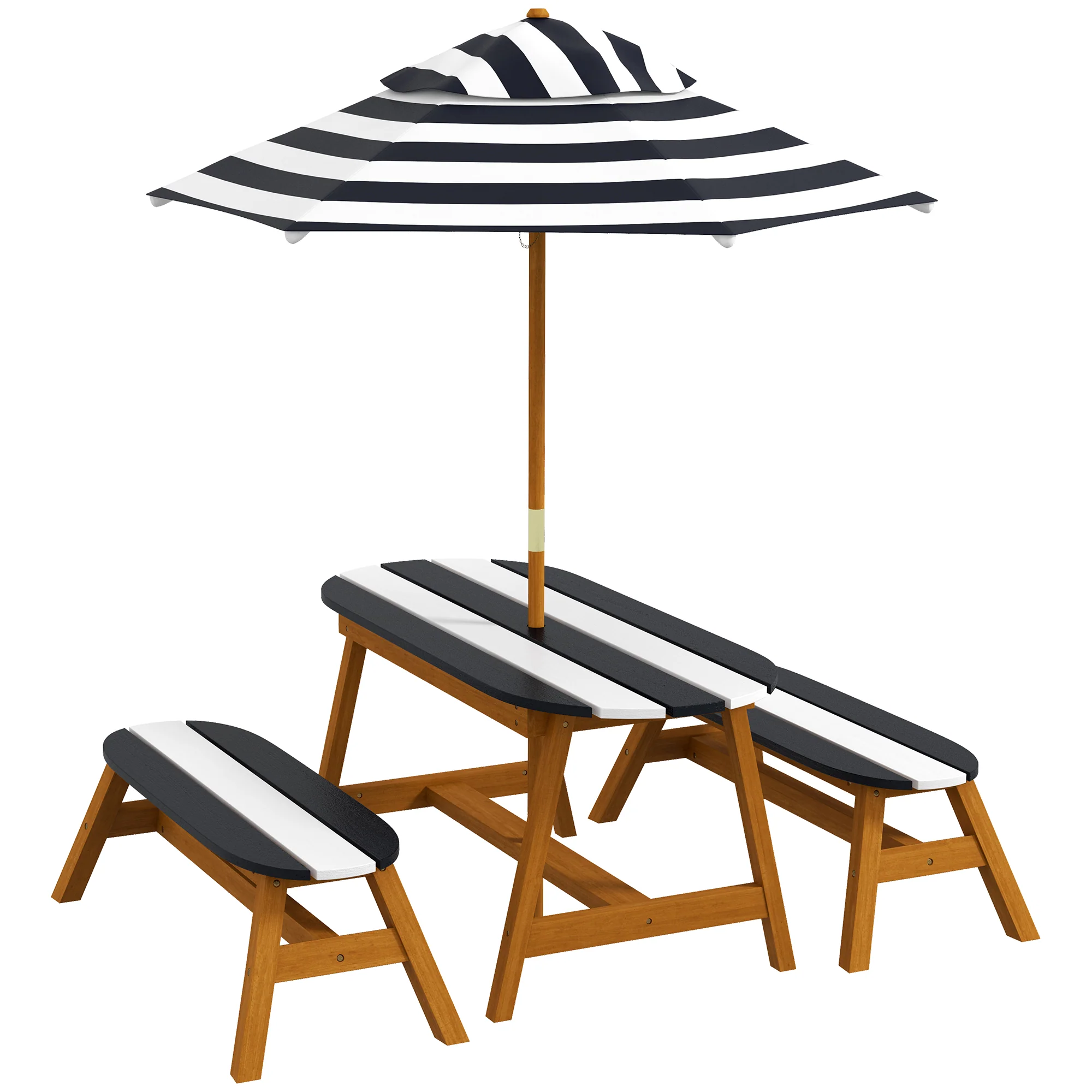 Kids Table and Chair Set Wooden Kids Outdoor Table Set with Removable Umbrella for 4 Kids Ages 3-8 Years Old