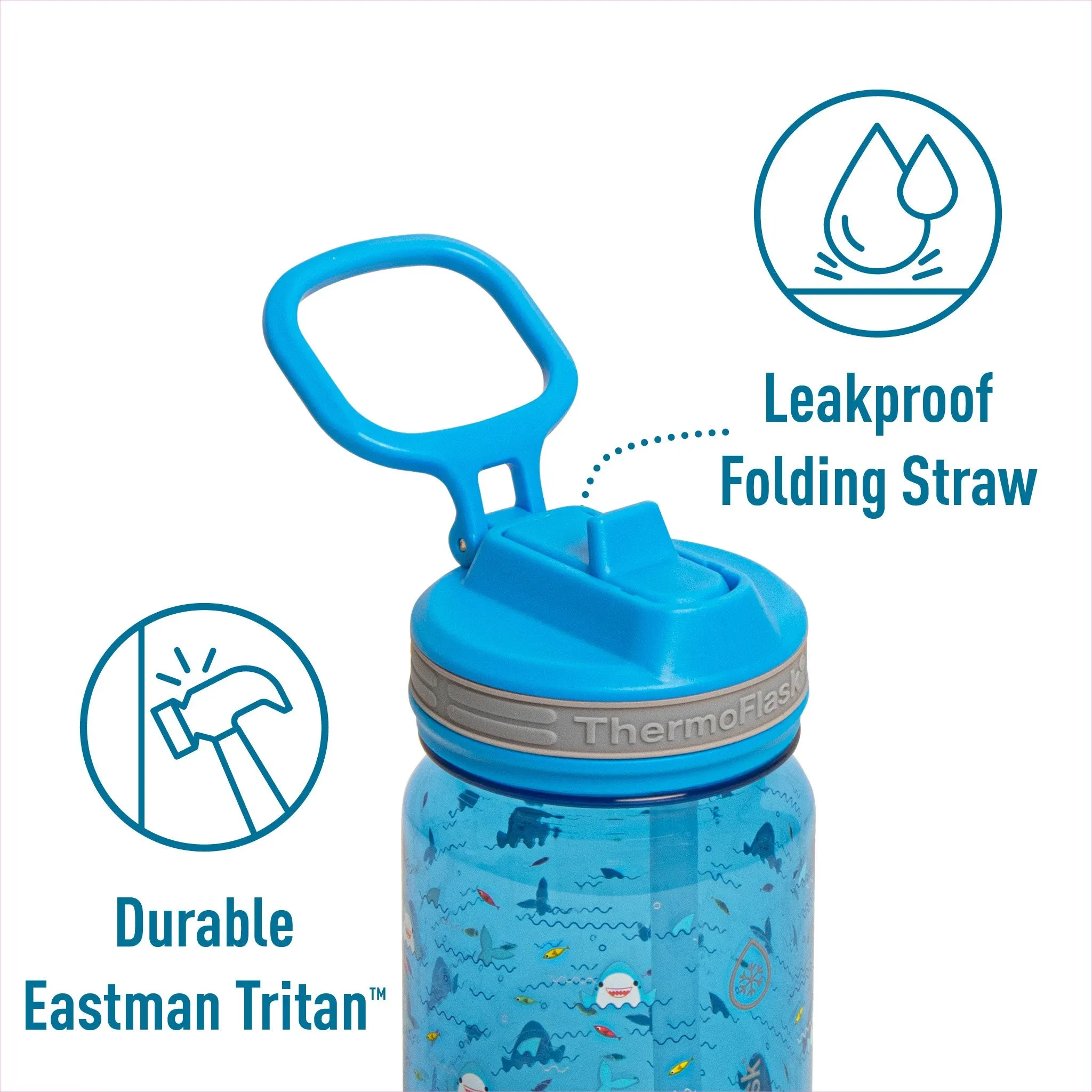Kids Tritan Water Bottles - 14oz / Cars/Sharks - Image 3