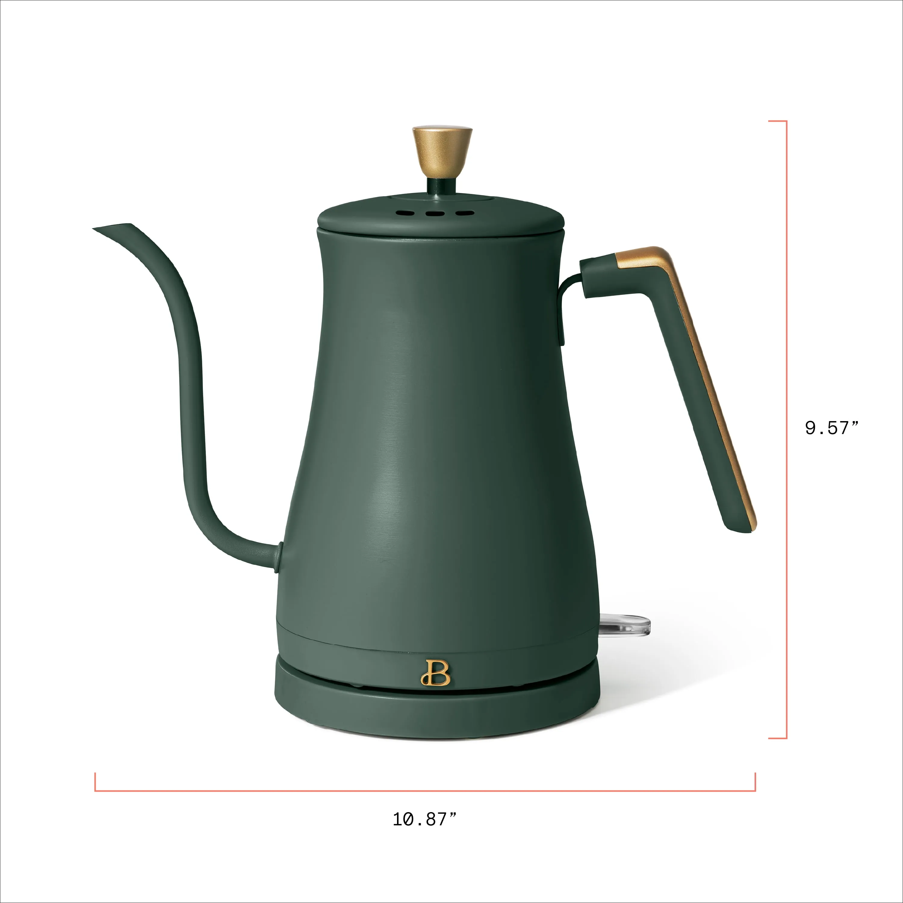 1-Liter Electric Gooseneck Kettle 1200 W, Thyme Green by Drew Barrymore