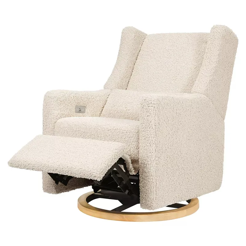 Kiwi Glider Power Recliner with USB - almond teddy loop w/ light wood base - Image 5