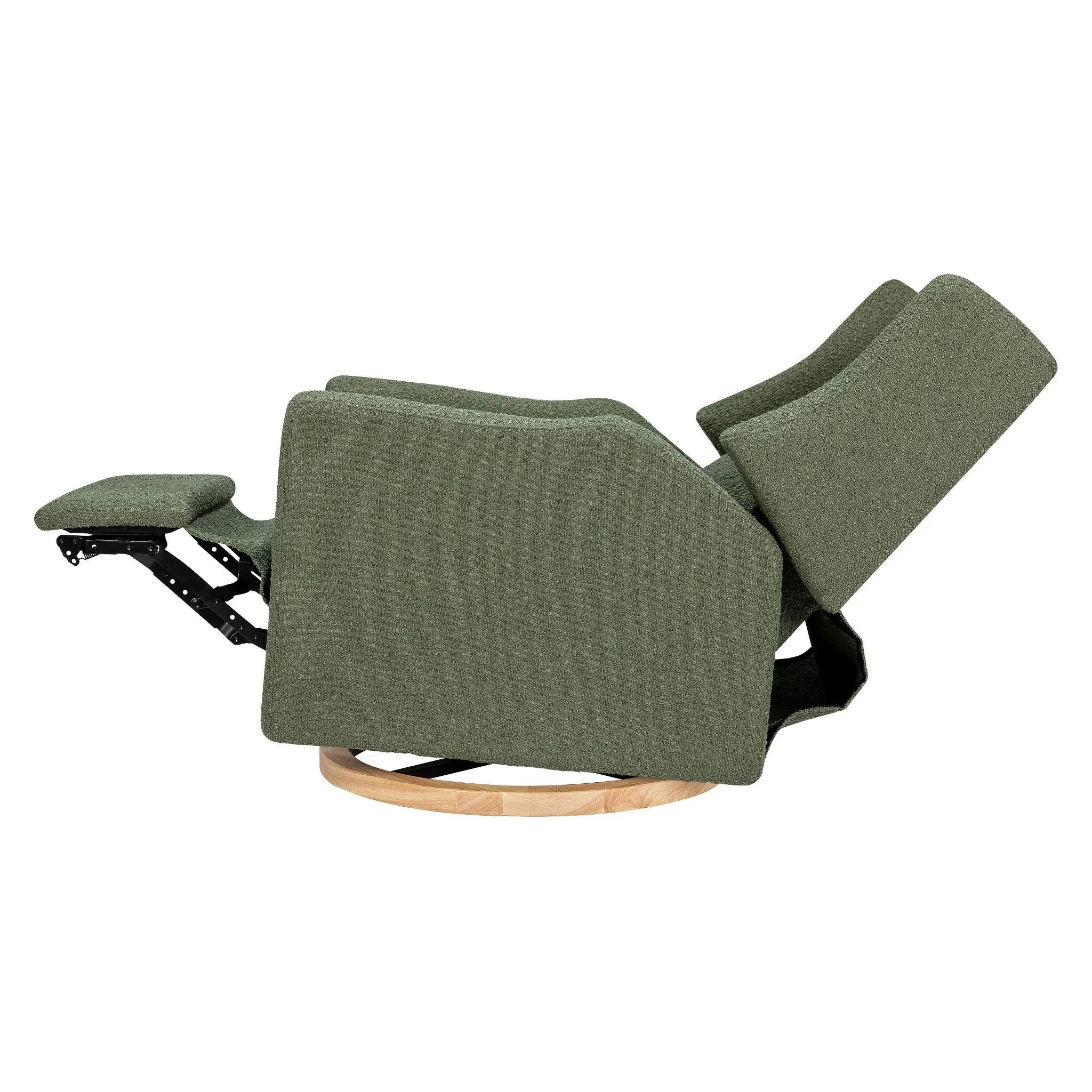 Kiwi Glider Recliner w/ Electronic Control and USB in Olive Boucle w/Light Wood Base - Image 2