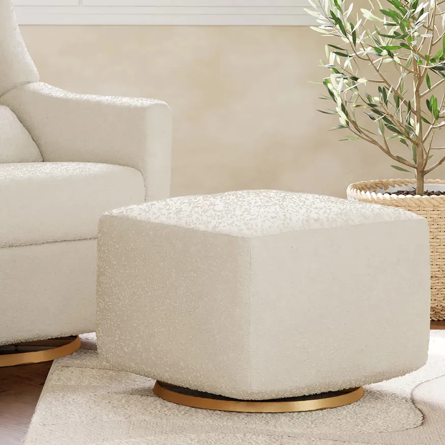 Kiwi Gliding Ottoman - Ivory Boucle with Gold Base - Image 4