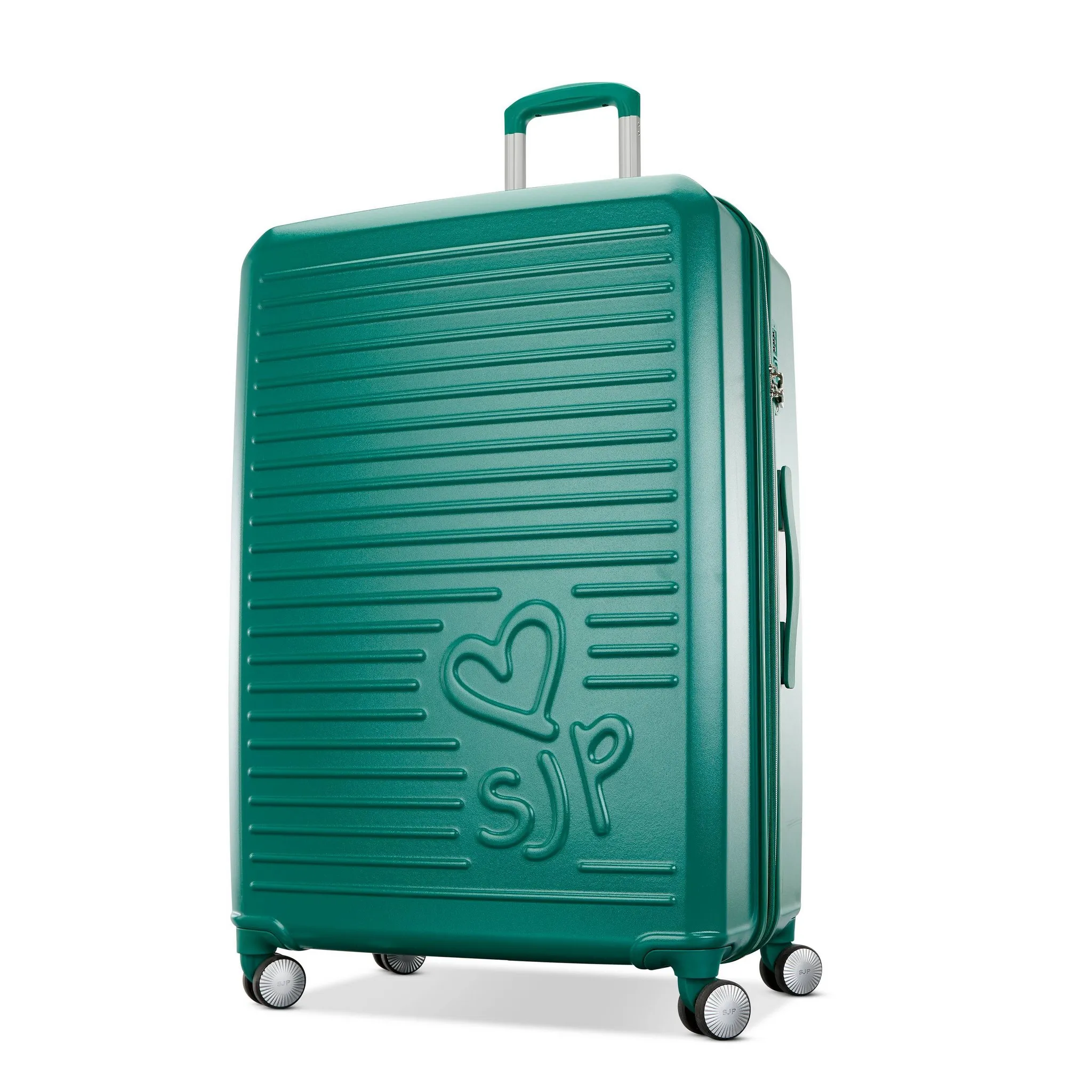 Large Checked Spinner Suitcase - Emerald