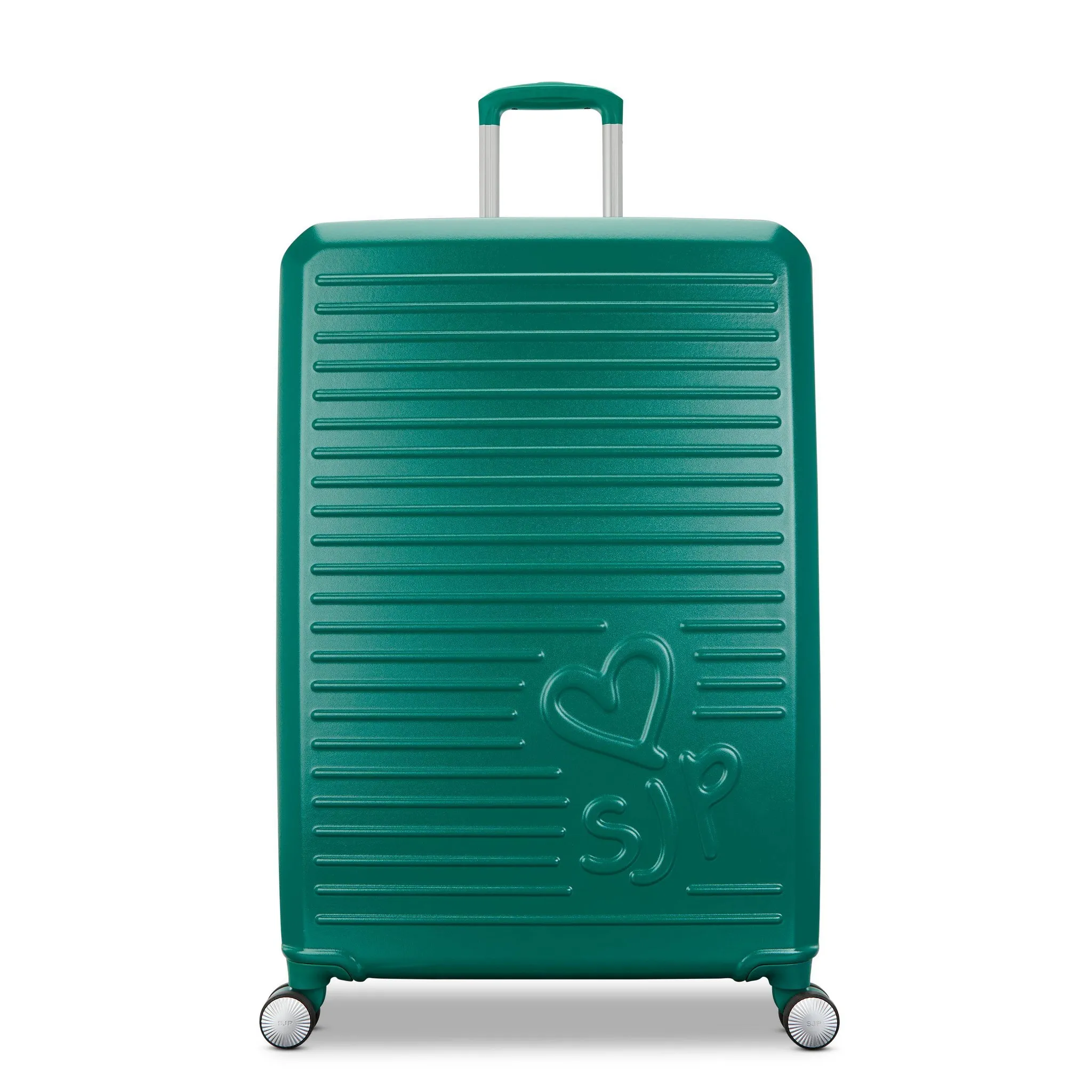 Large Checked Spinner Suitcase - Emerald - Image 2