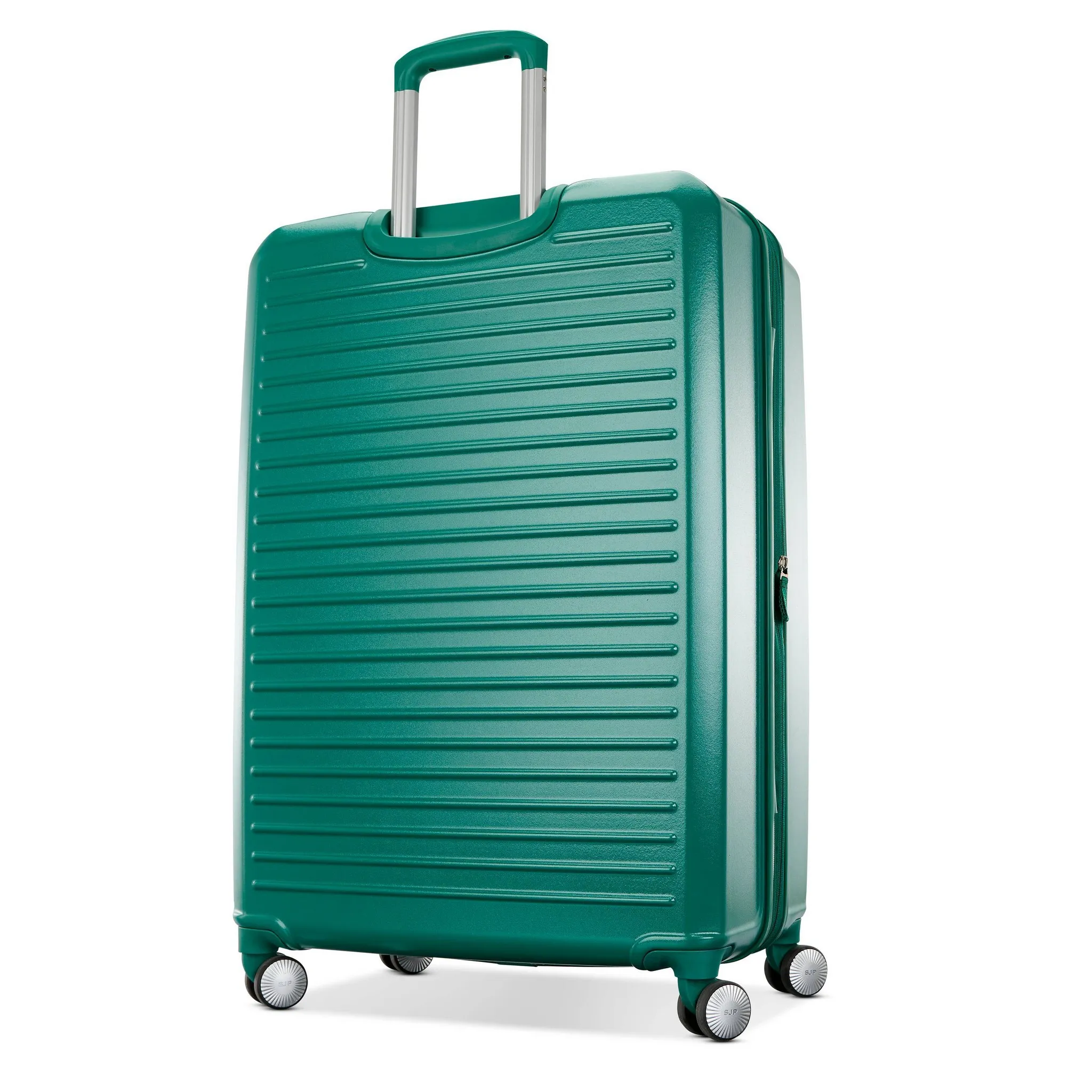 Large Checked Spinner Suitcase - Emerald - Image 3