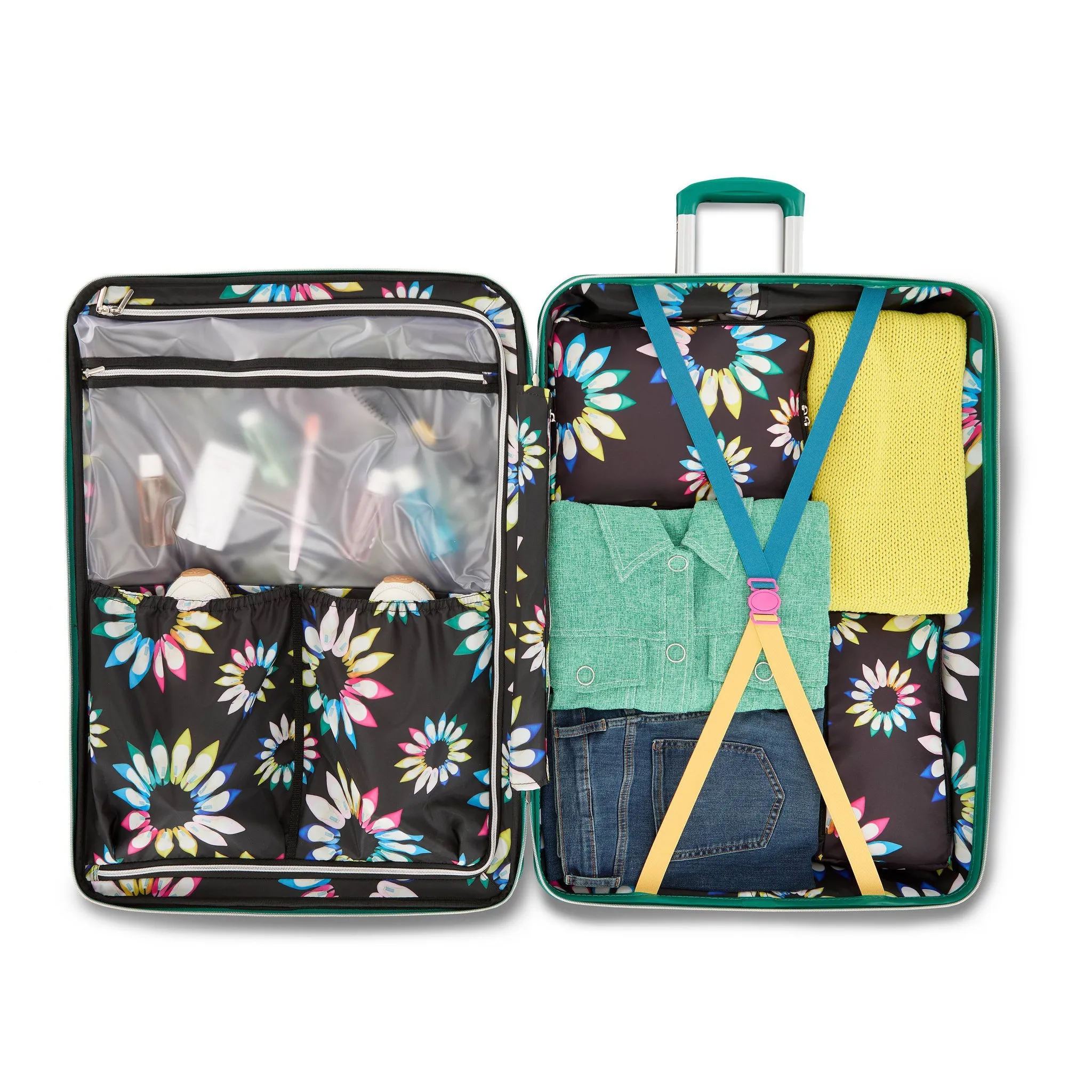 Large Checked Spinner Suitcase - Emerald - Image 5