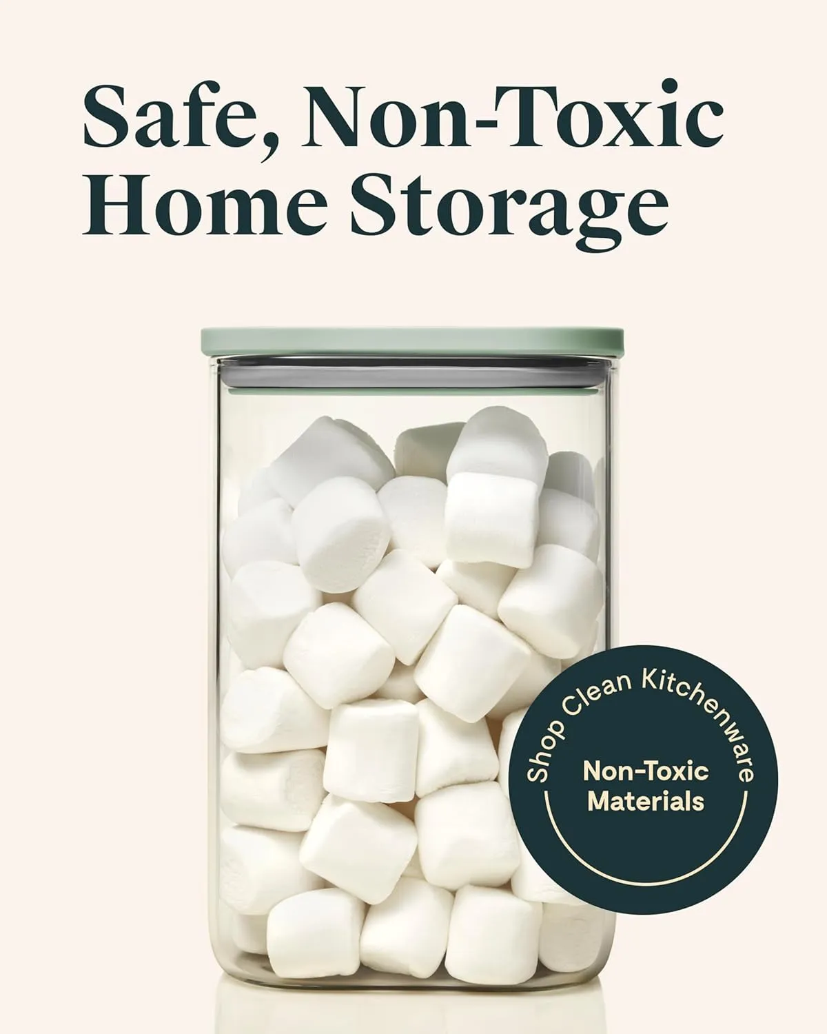 Large Glass Airtight Container - Cream - Image 2