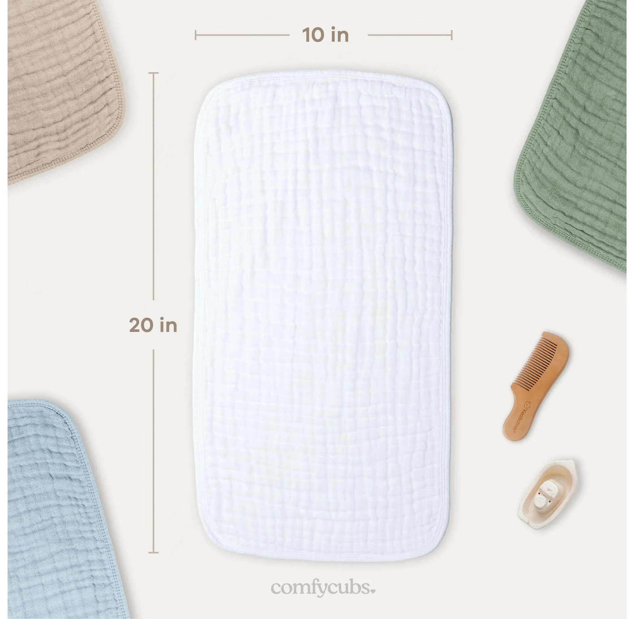 Large Muslin Burp Cloths - White, Pack of 10 - Image 2