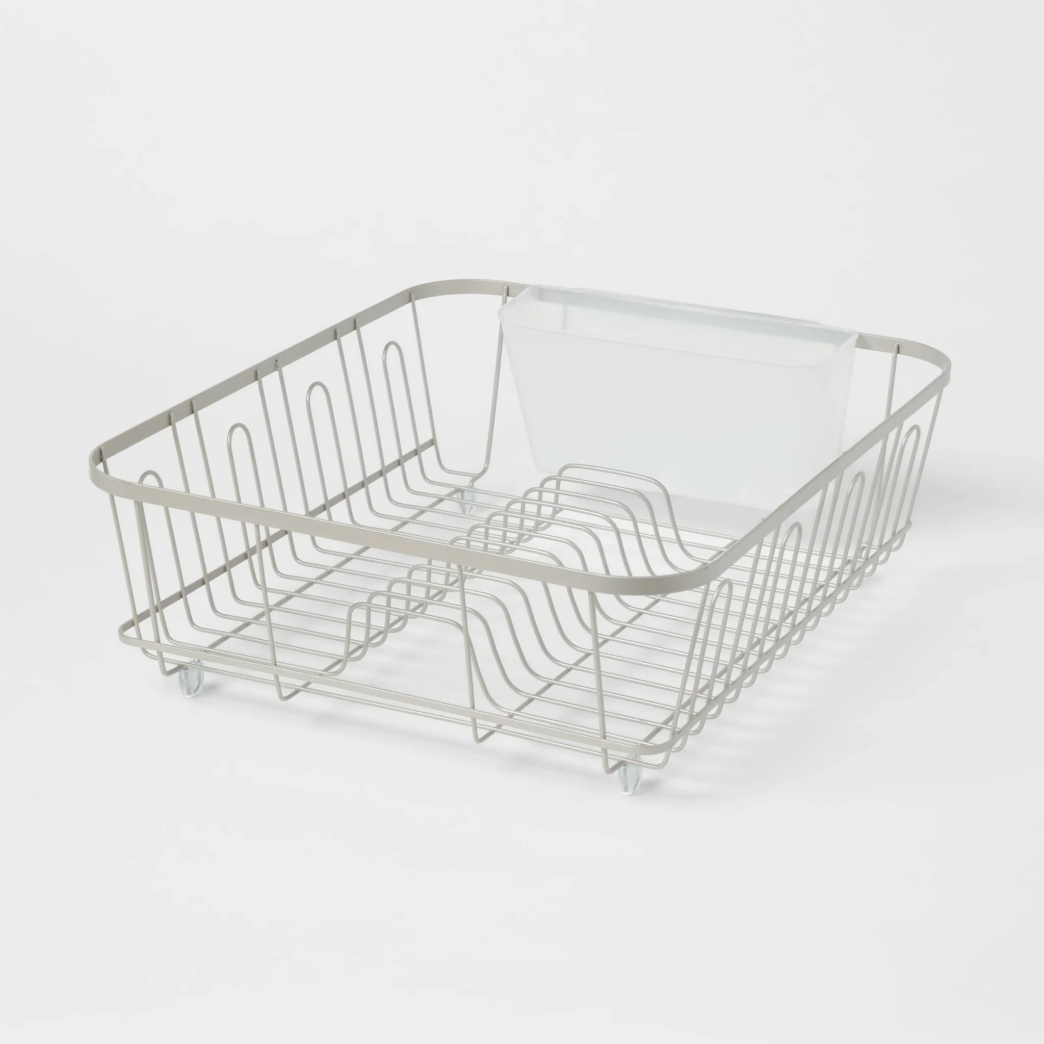 Large Steel Dish Drainer Brushed Nickel - ™: Freestanding Dish Drying Rack with Utensil Holder