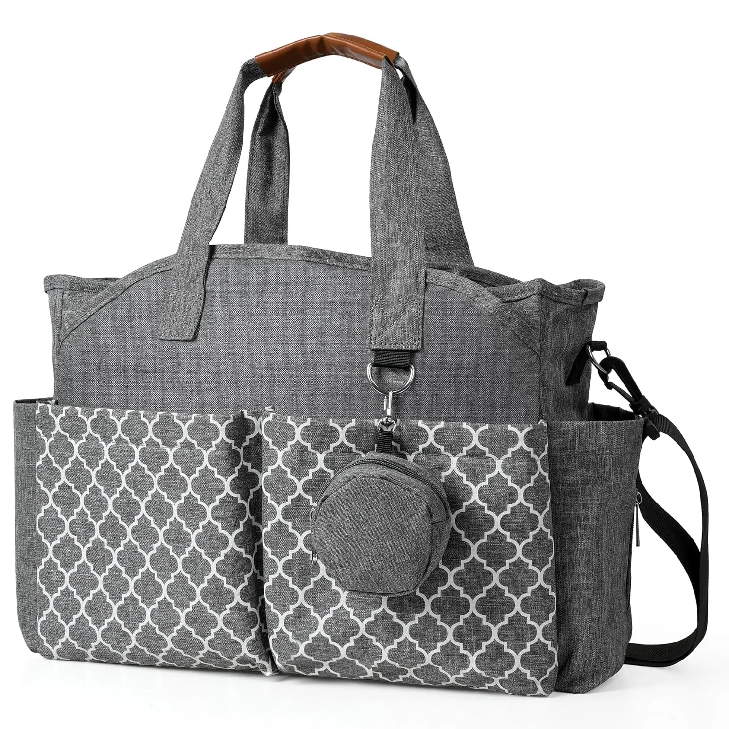 Large Waterproof Diaper Bag Tote - Grey