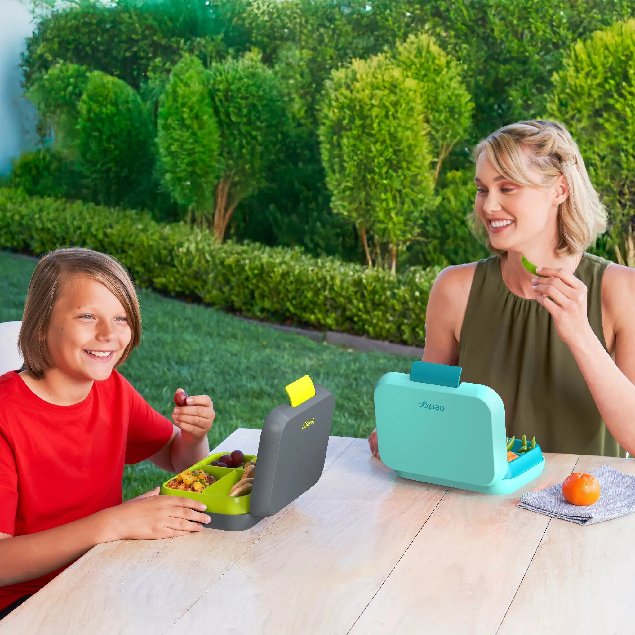 Leak Proof Lunch Box with Removable Divider - Charcoal/Lime - Image 3