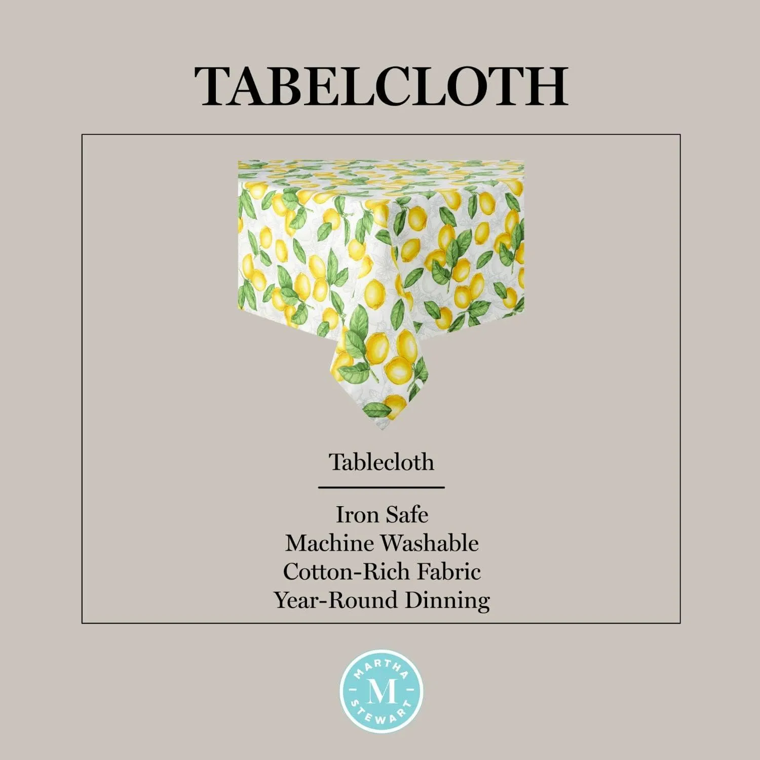 Lemon Print Tablecloth - White/Yellow - Image 5