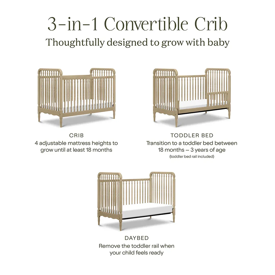 Liberty 3-in-1 Convertible Spindle Crib with Toddler Bed Conversion Kit - Washed Pine - Image 2