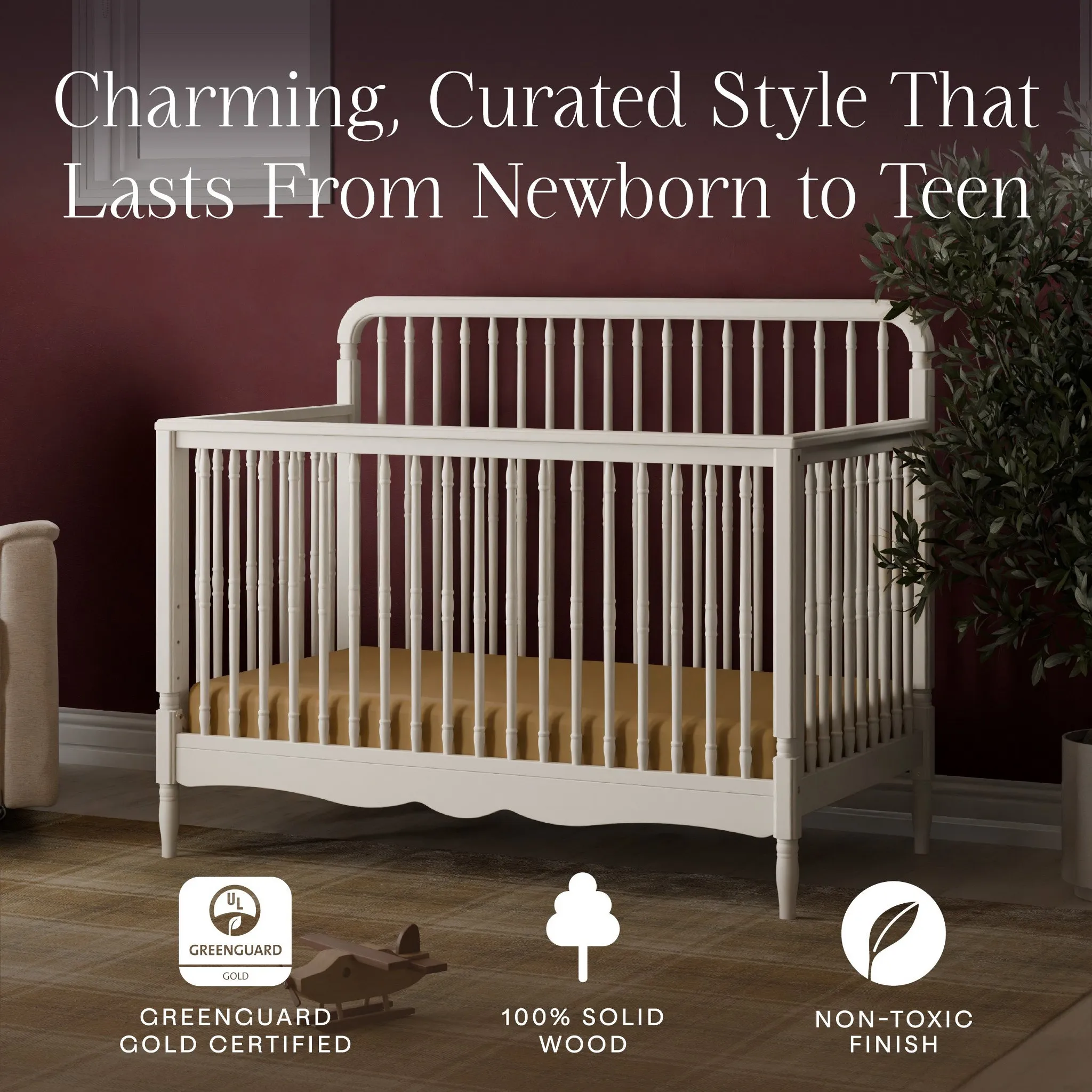 Liberty 4-in-1 Convertible Spindle Crib - Warm White - Image 4