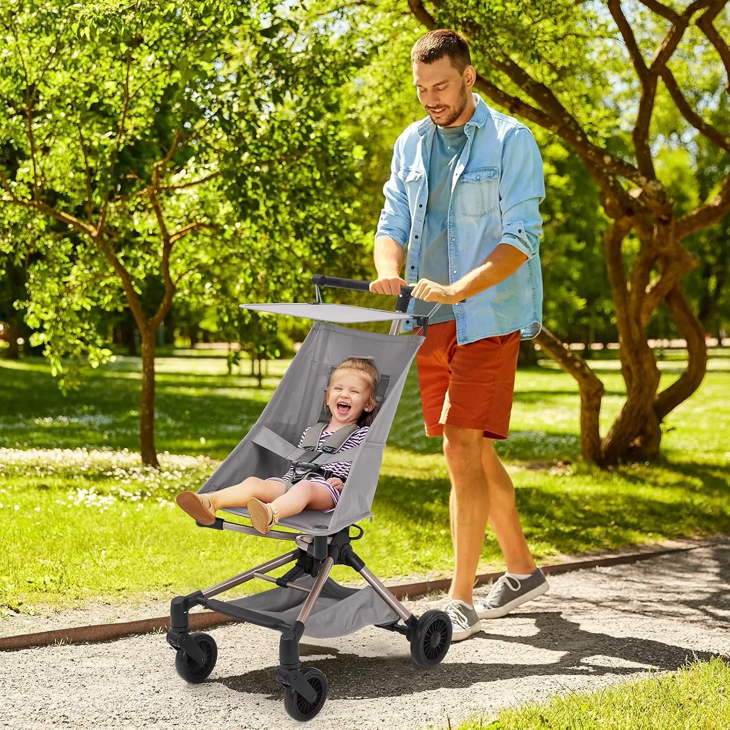 Lightweight Baby Stroller - Grey - Image 8
