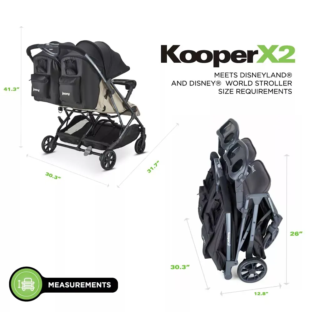 Lightweight Compact Double Stroller With Trays - Beige - Image 2
