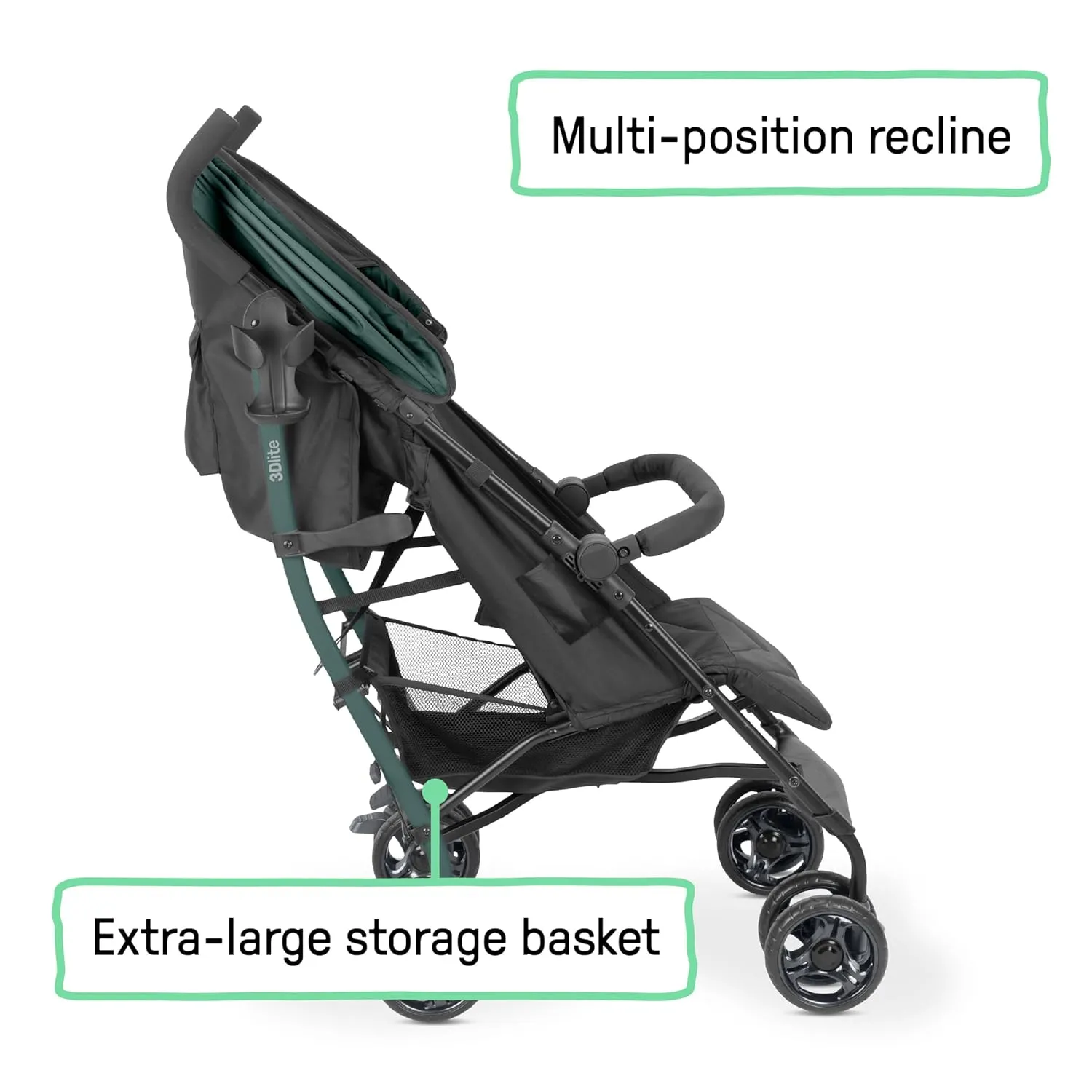 3Dlite Jewel Convenience Stroller - Green - Image 6