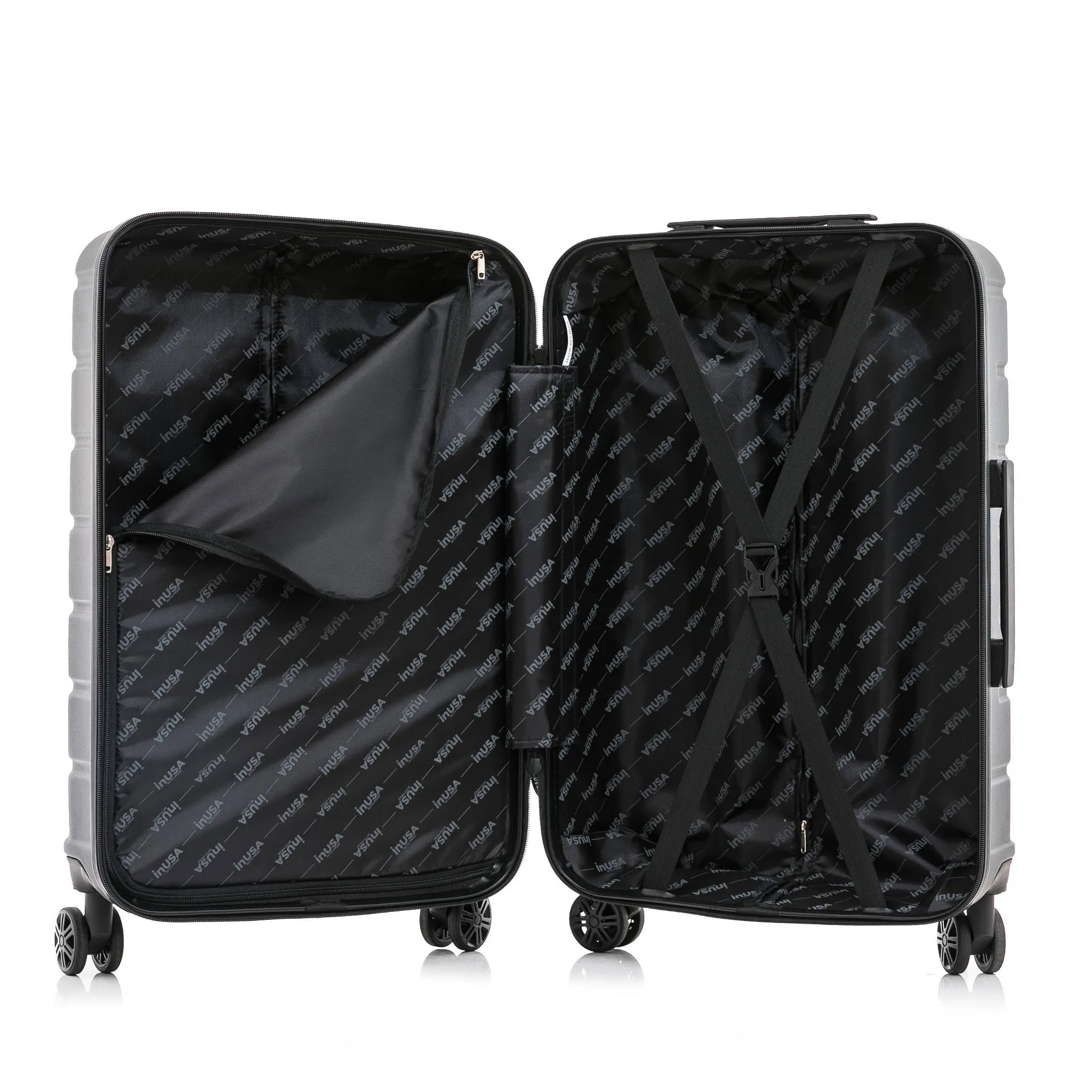 Lightweight Hardside Large Checked Spinner Suitcase - Black - Image 3