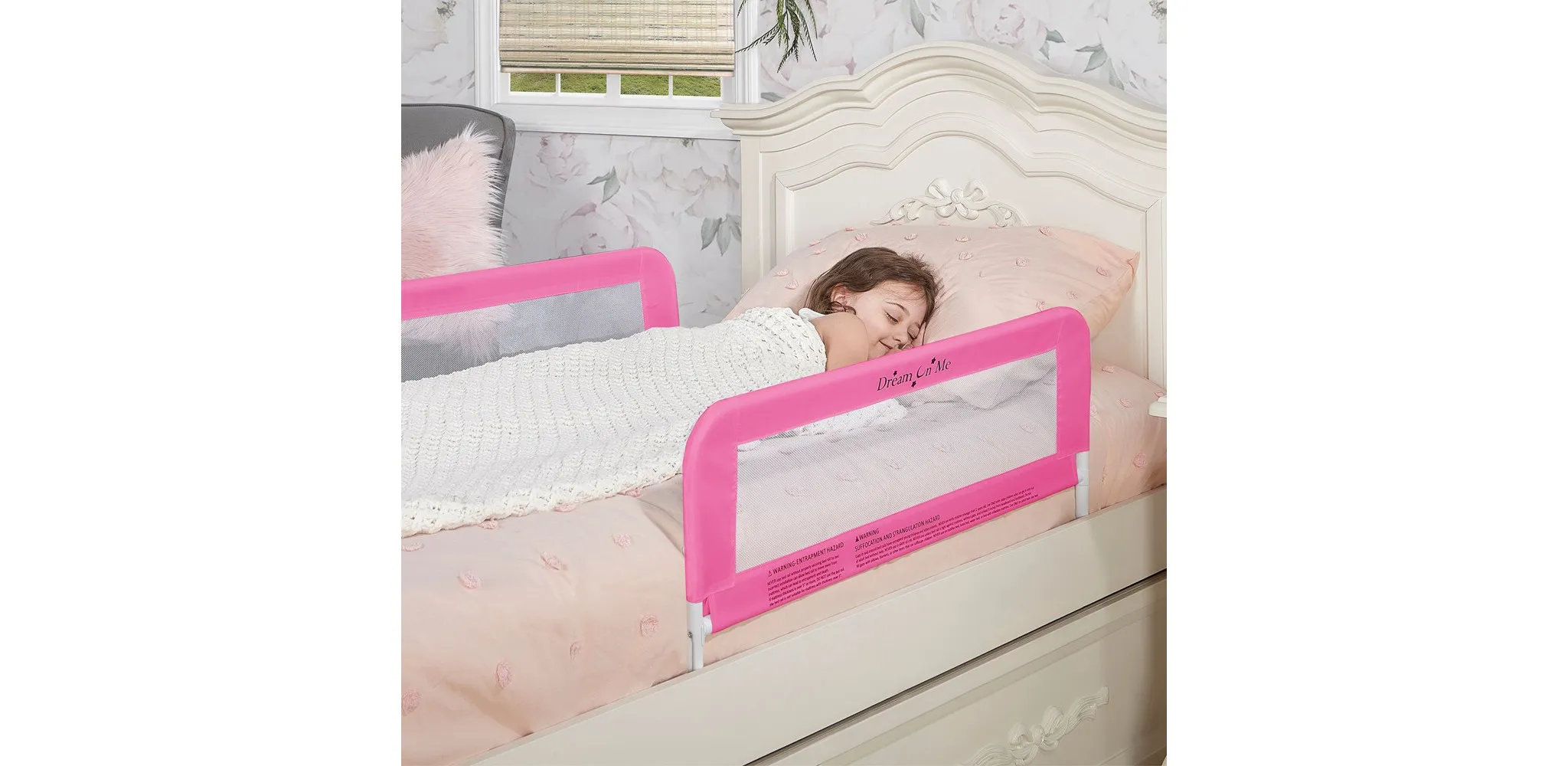 Lightweight Mesh Security Adjustable Bed Rail Double Pack - Pink - Image 2