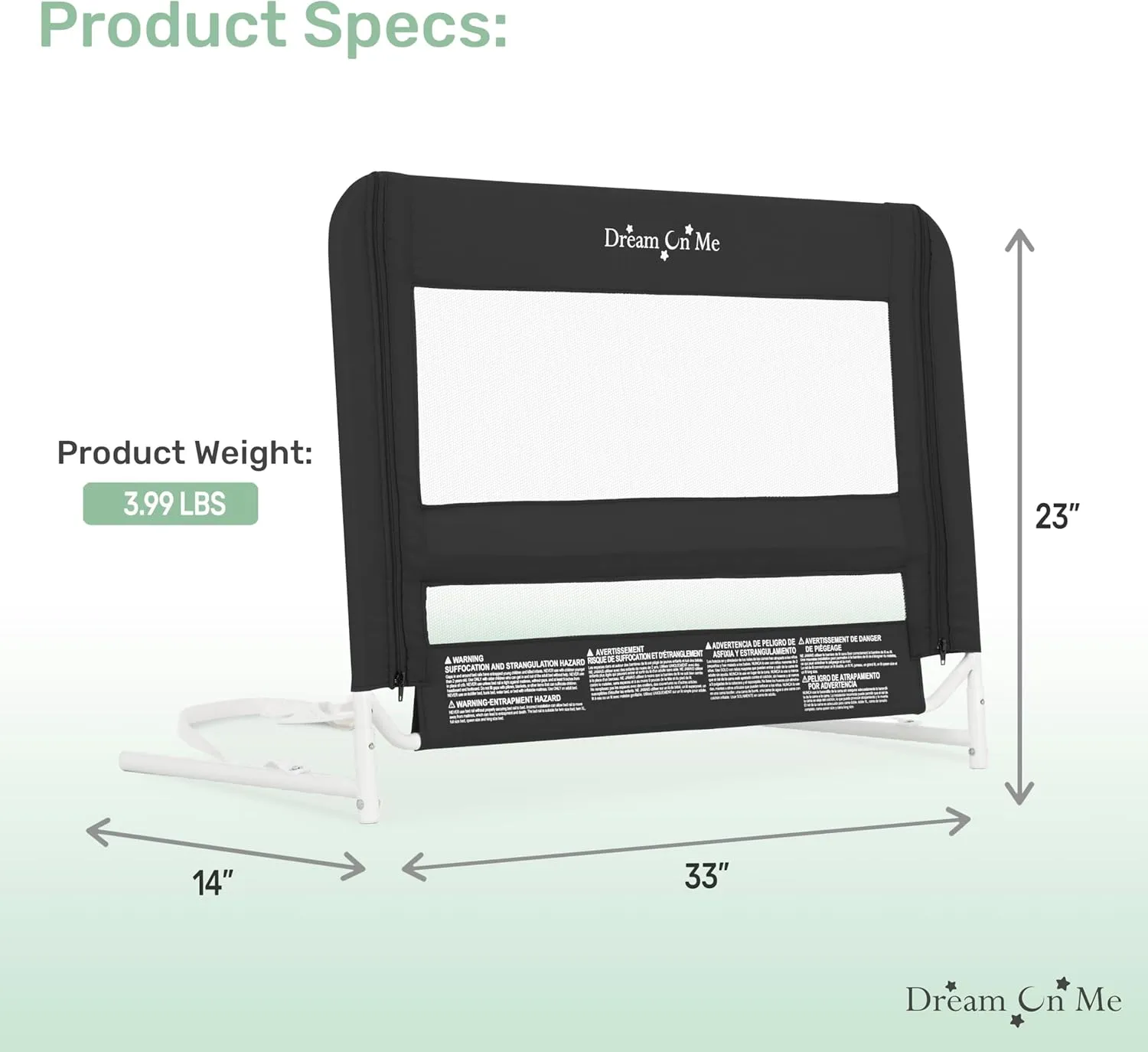 Lightweight Mesh Security Adjustable Bed Rail - Black - Image 4