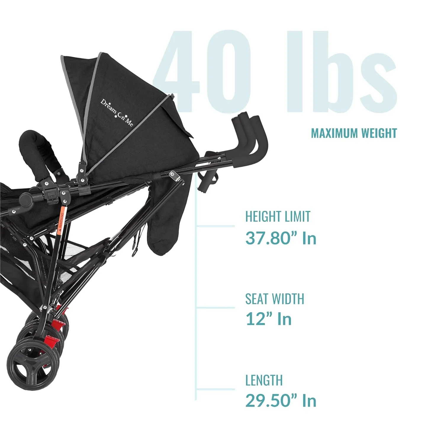 Volgo Umbrella Double Stroller - Black - Image 4
