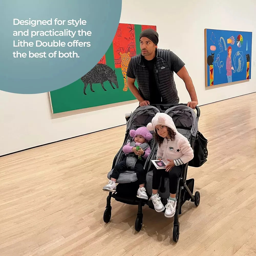 Lithe X2 Lightweight Double Stroller - Khaki - Image 4