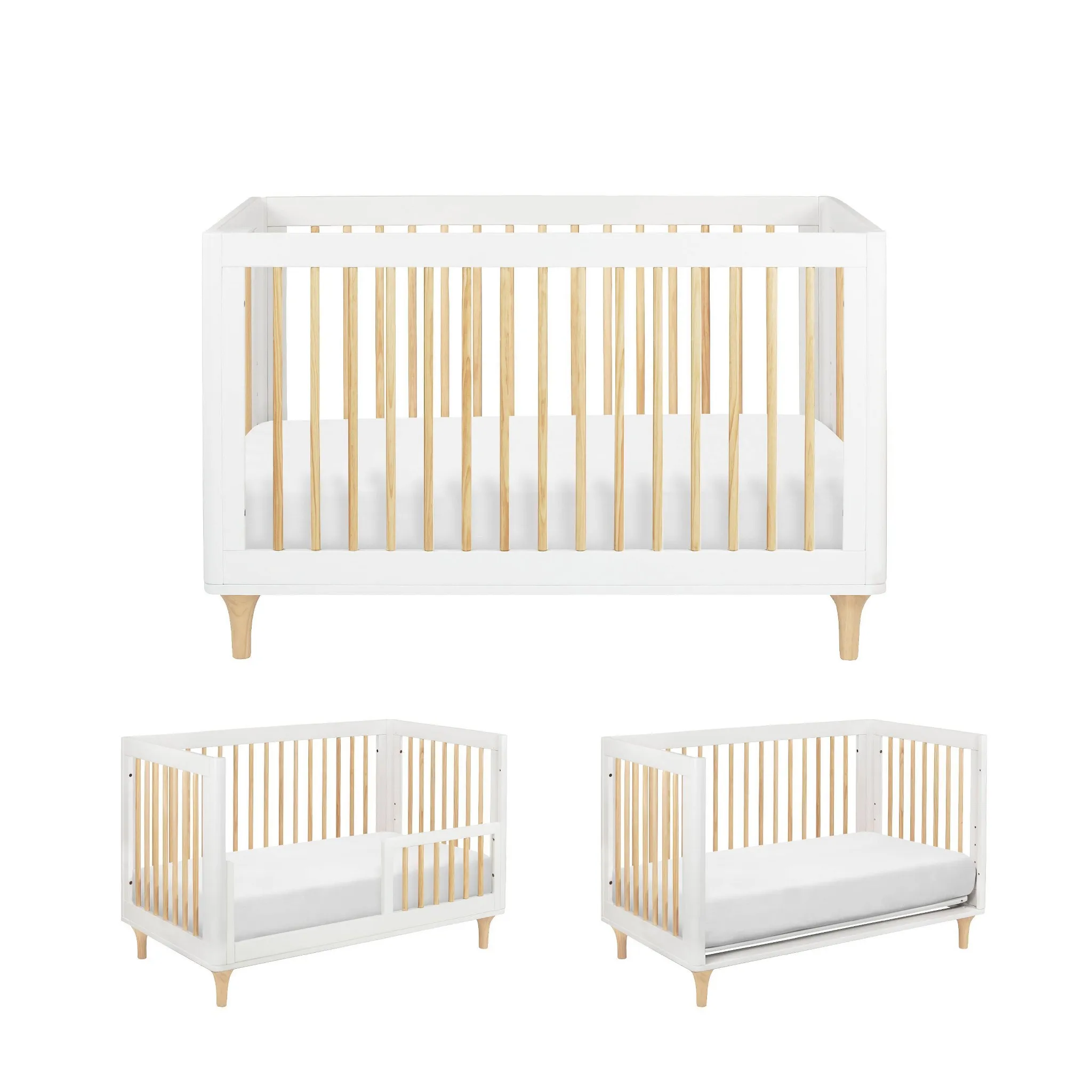 Lolly 3-in-1 Convertible Crib - White/Natural