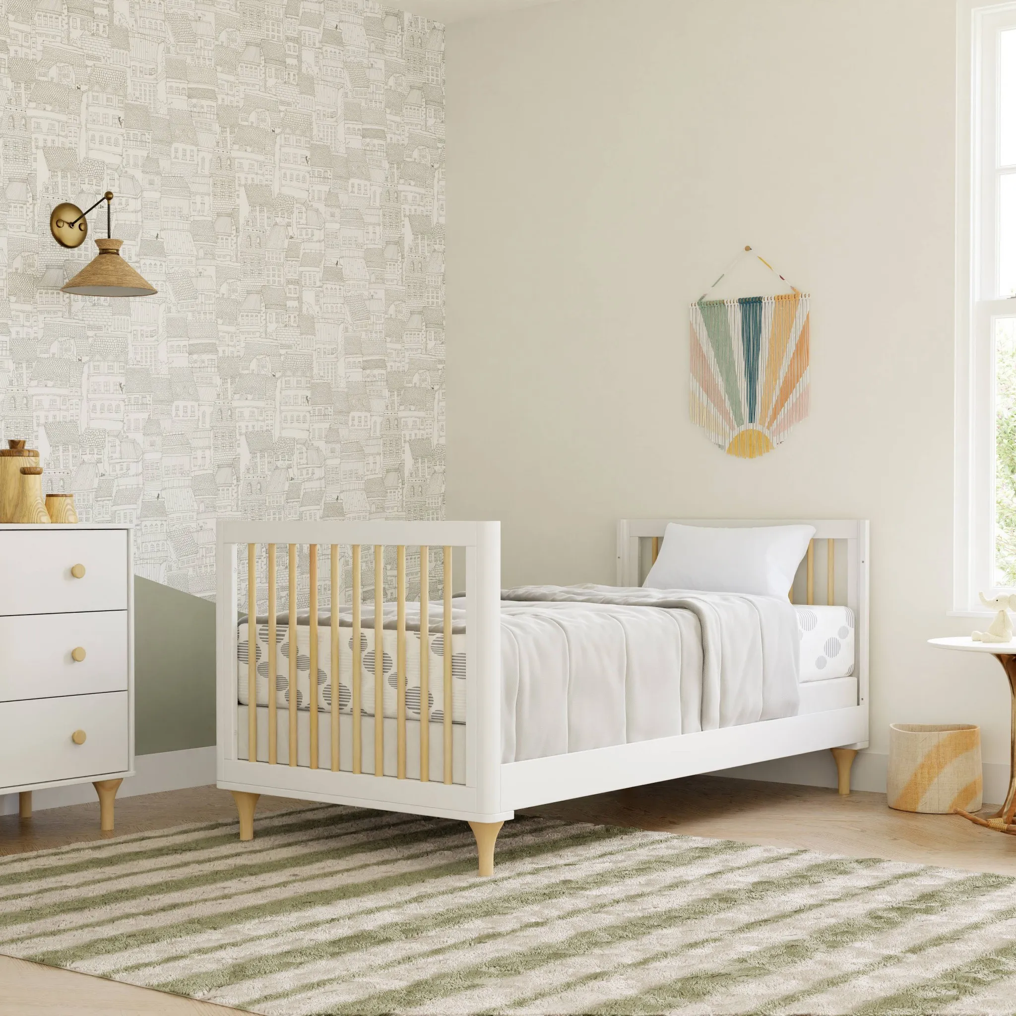 Lolly 4 in 1 Convertible Mini Crib and Twin Bed with Toddler Bed Conversion Kit - white/natural - Image 6