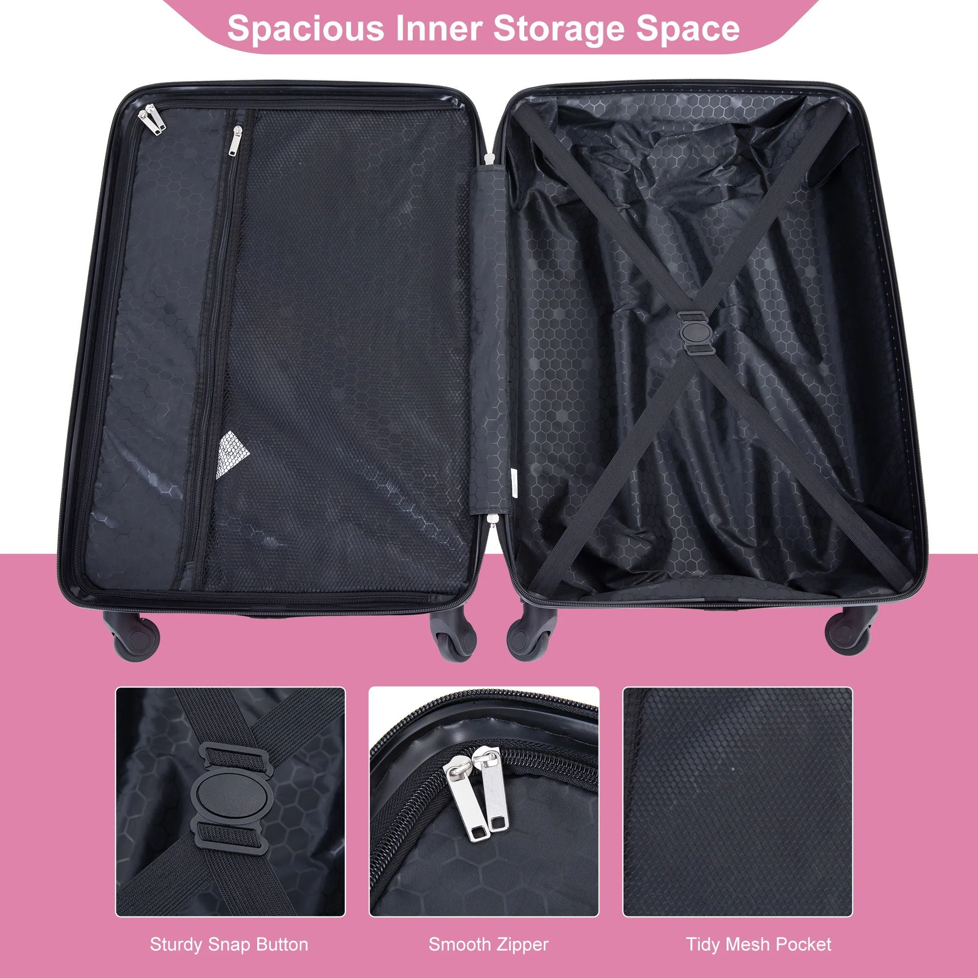 Luggage 4 Piece Lightweight Suitcase With Rotating Wheels With Tsa Lock, - Image 28