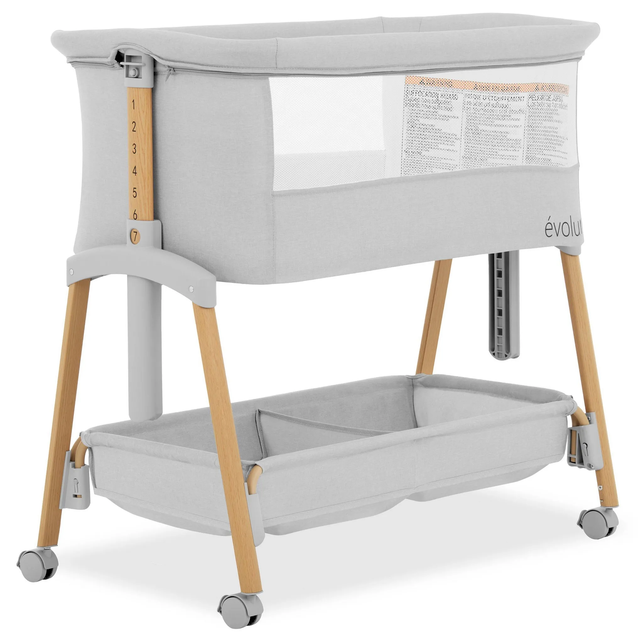 Lullaby Portable Bassinet with Wheels - Light Gray