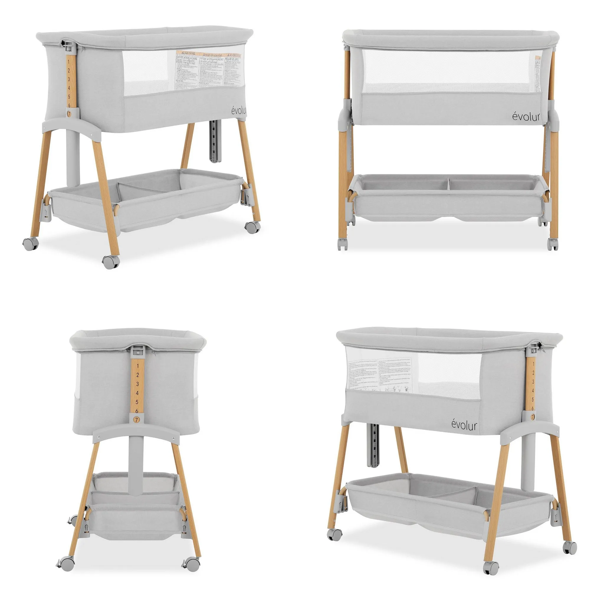 Lullaby Portable Bassinet with Wheels - Light Gray - Image 2