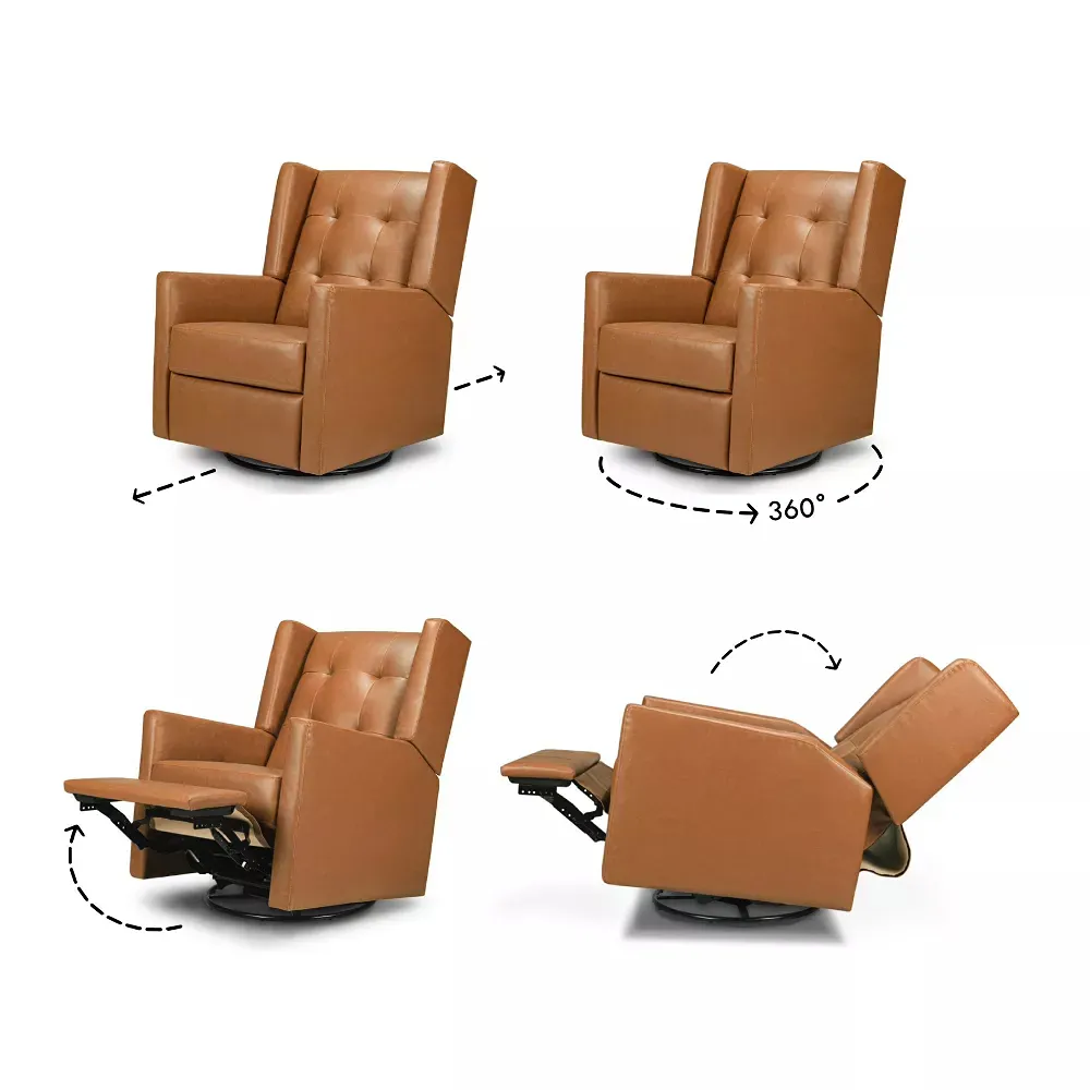 Maddox Recliner and Swivel Glider - Vegan Tan Leather - Image 3