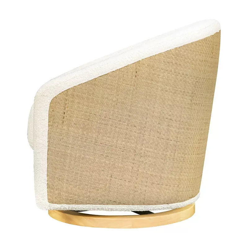 Madison Swivel Glider - Ivory Boucle and Cane/Light Wood Base - Image 3
