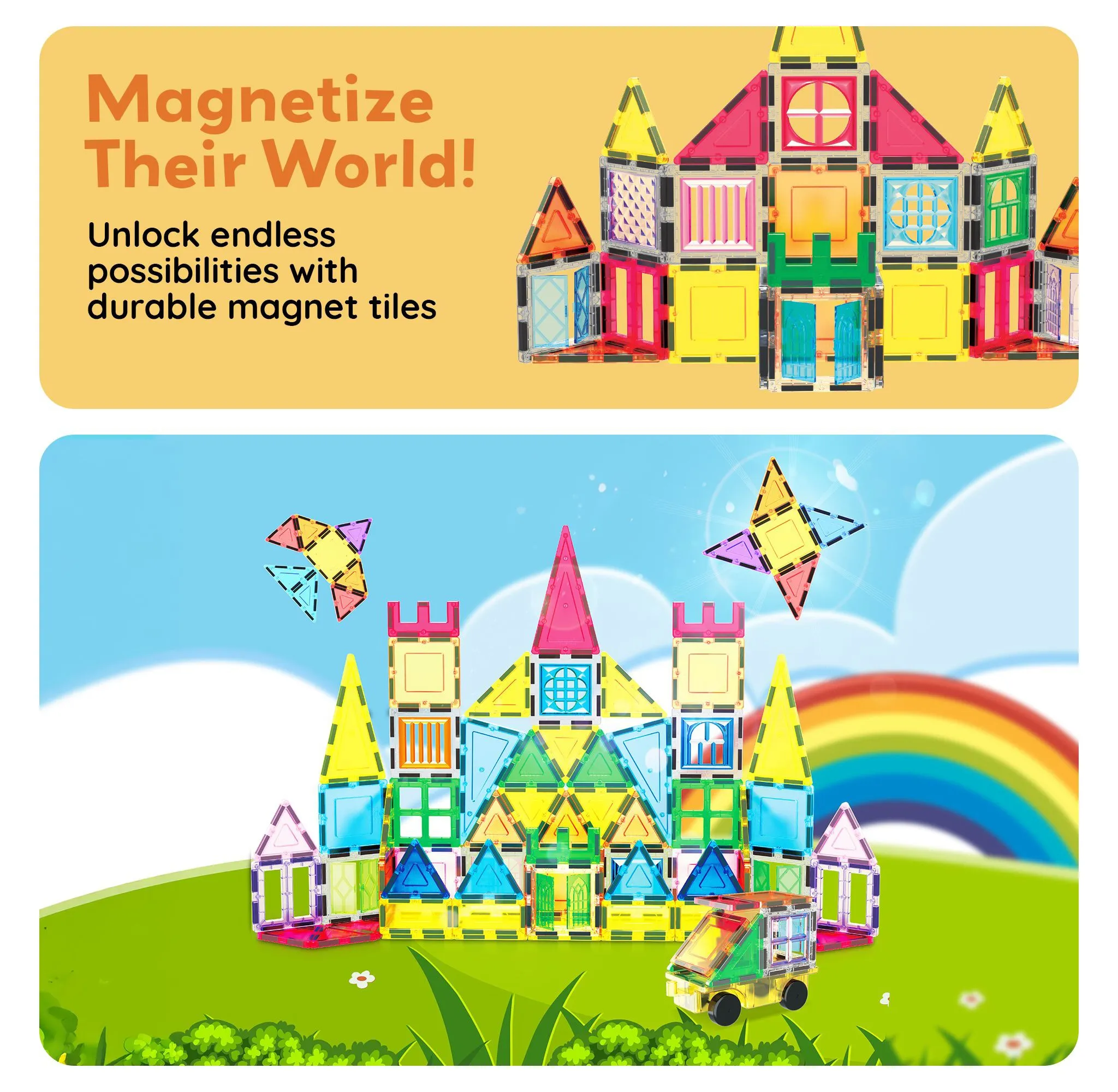 Magnetic Tile Building Set - 101 Pieces - Image 6