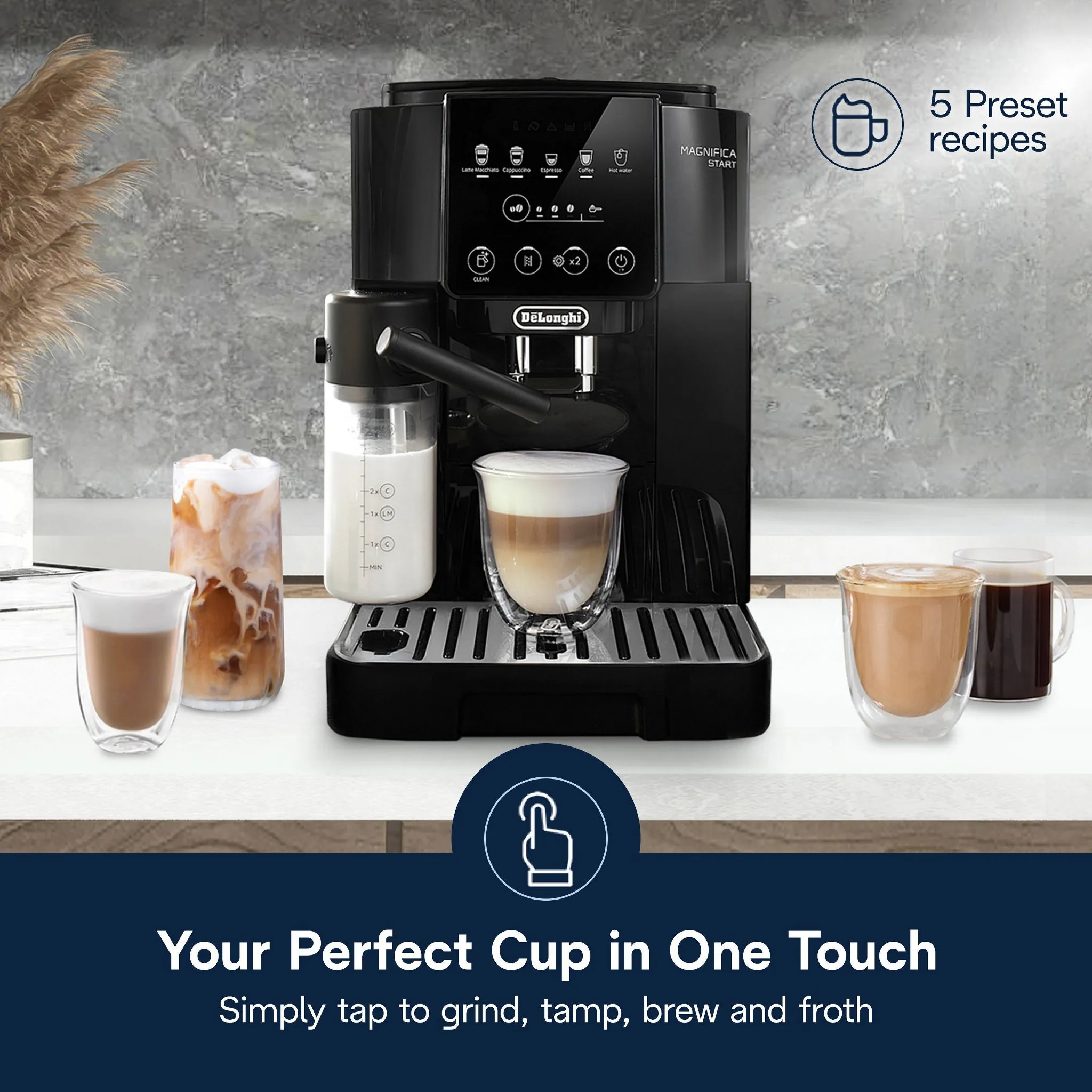 Magnifica Start Coffee and Espresso Machine: Black - Image 3