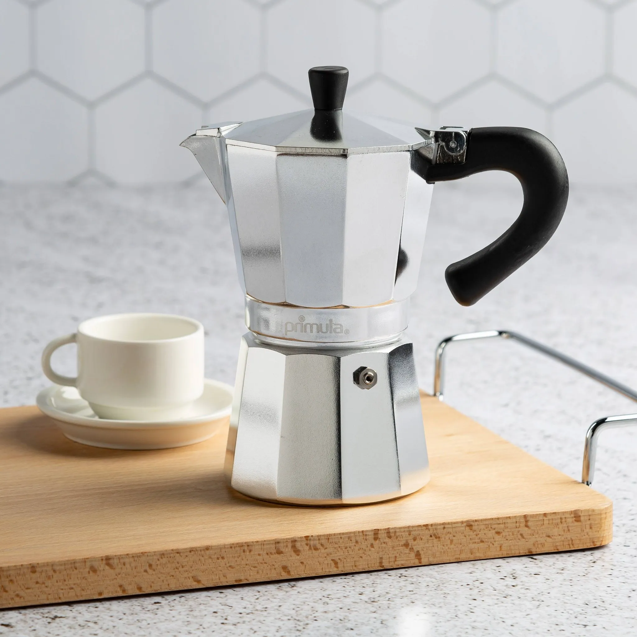 Manual Stovetop Espresso Maker - Polished Aluminum - Image 2