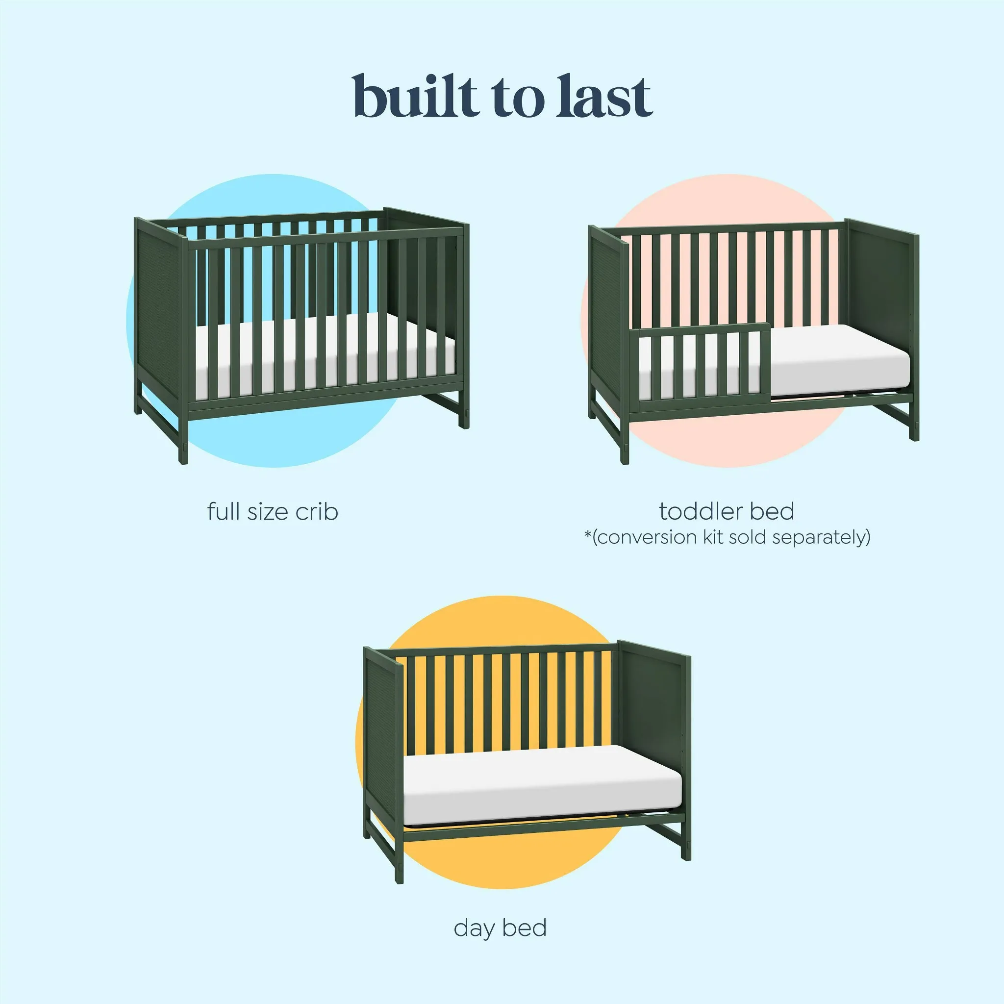 Margot 3-in-1 Convertible Crib - Forest Green - Image 9