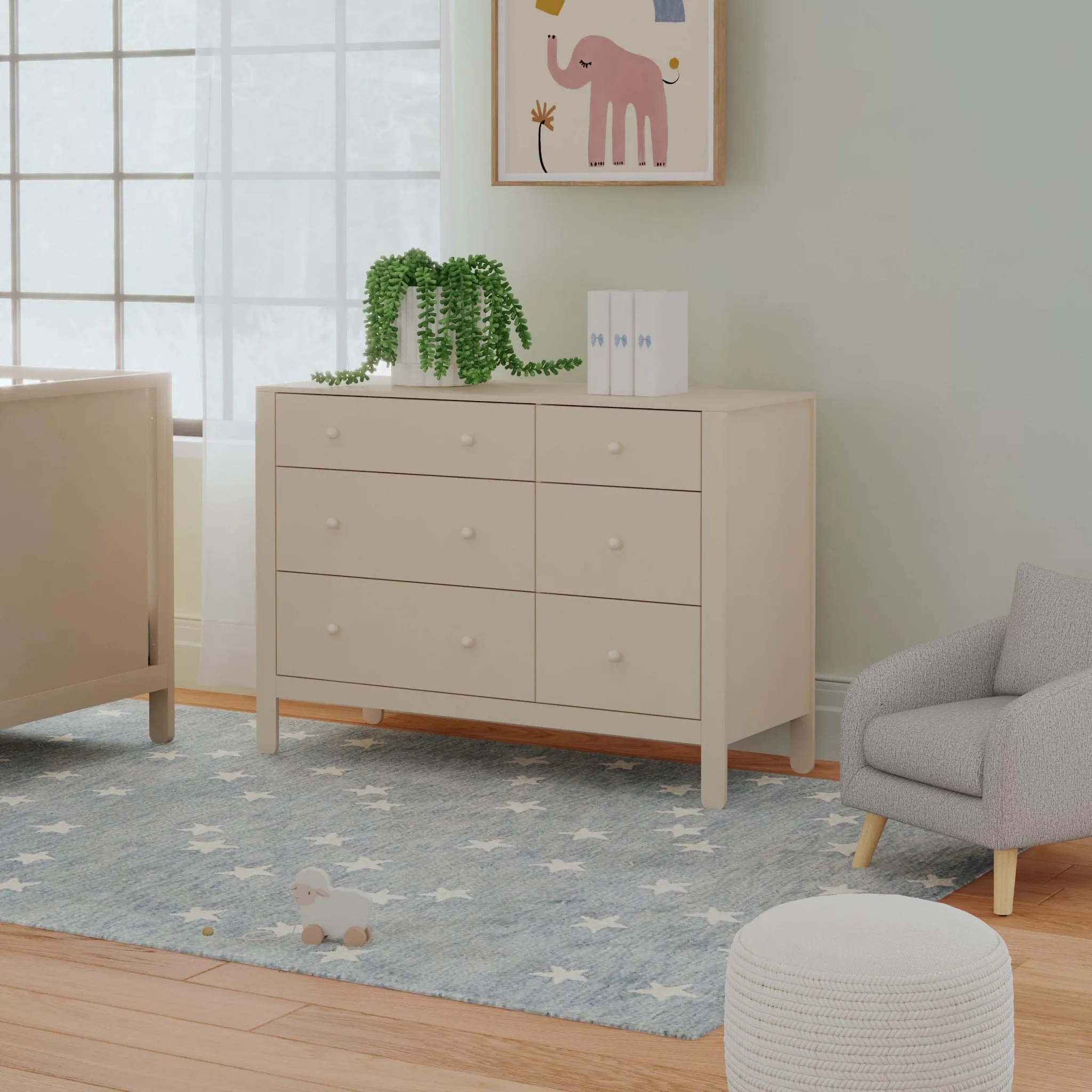 Marisol 6-Drawer Dresser - Taupe/Washed Natural - Image 5