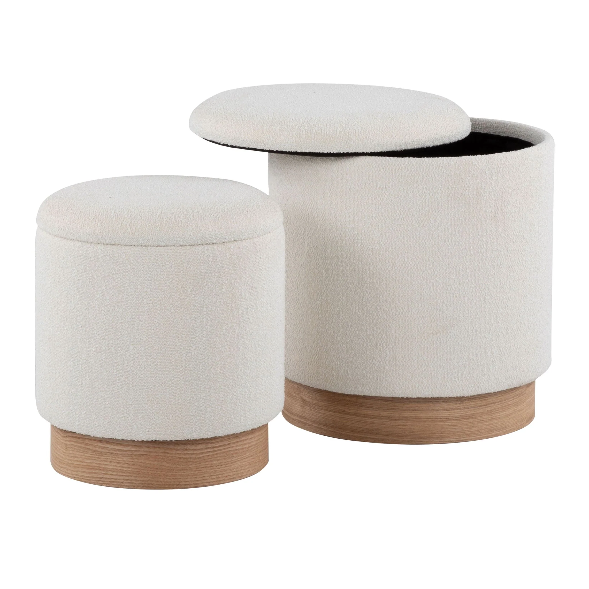 Marla - Contemporary, Nesting Ottoman Set - Natural / Cream - Image 3