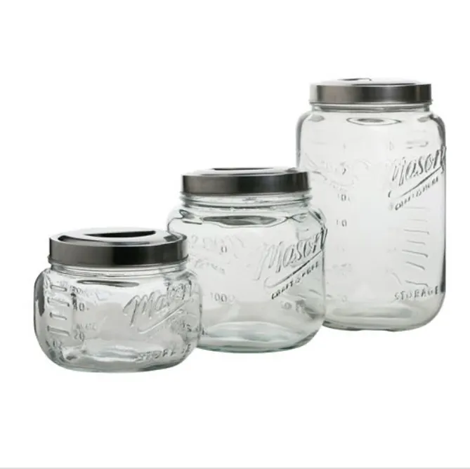 Mason Craft & More Glass Pop-Up 3 Piece Storage Jar Set