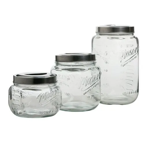 Mason Craft & More Glass Pop-Up 3 Piece Storage Jar Set - Image 2