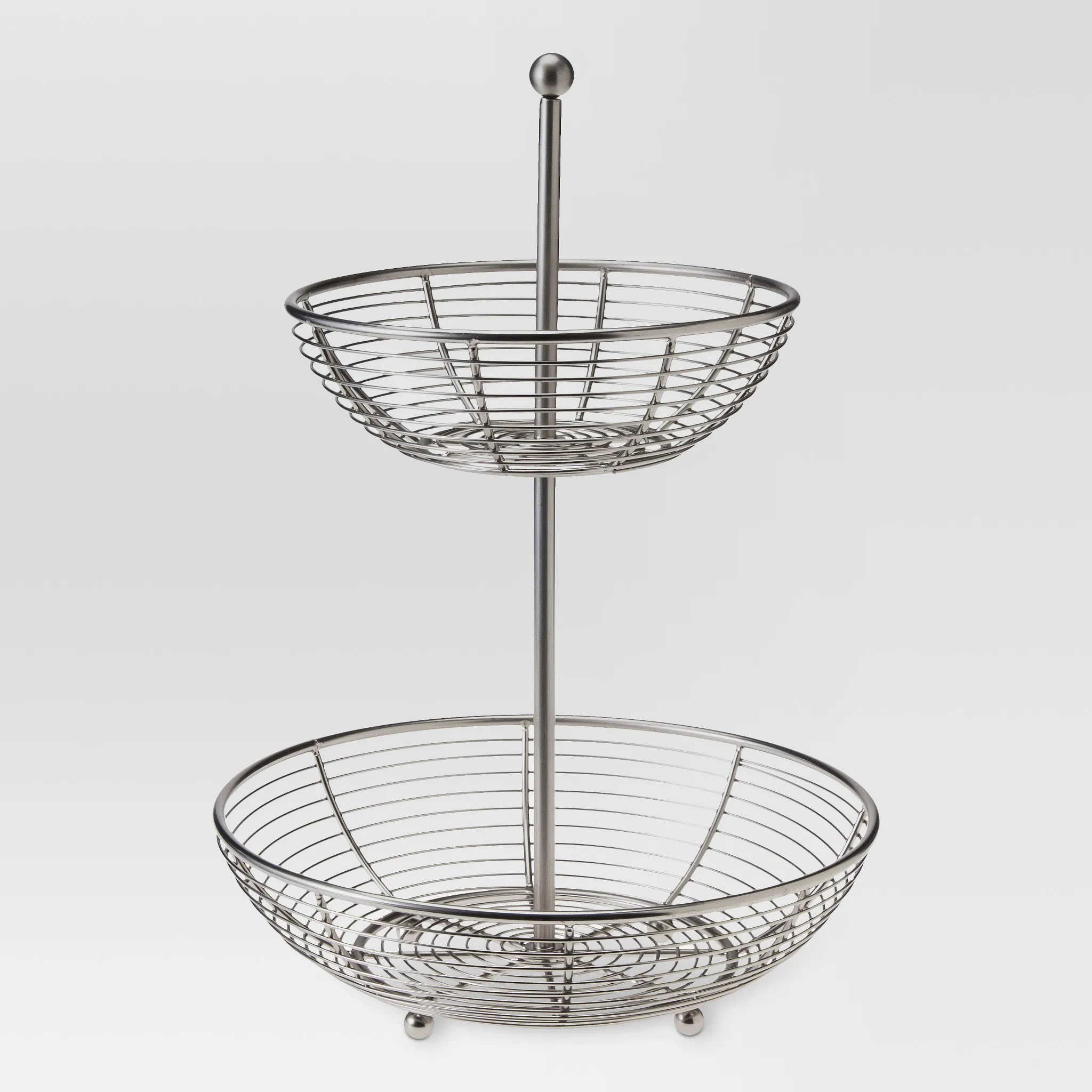 Matte Finish 2-Tier Stainless Steel Fruit Basket