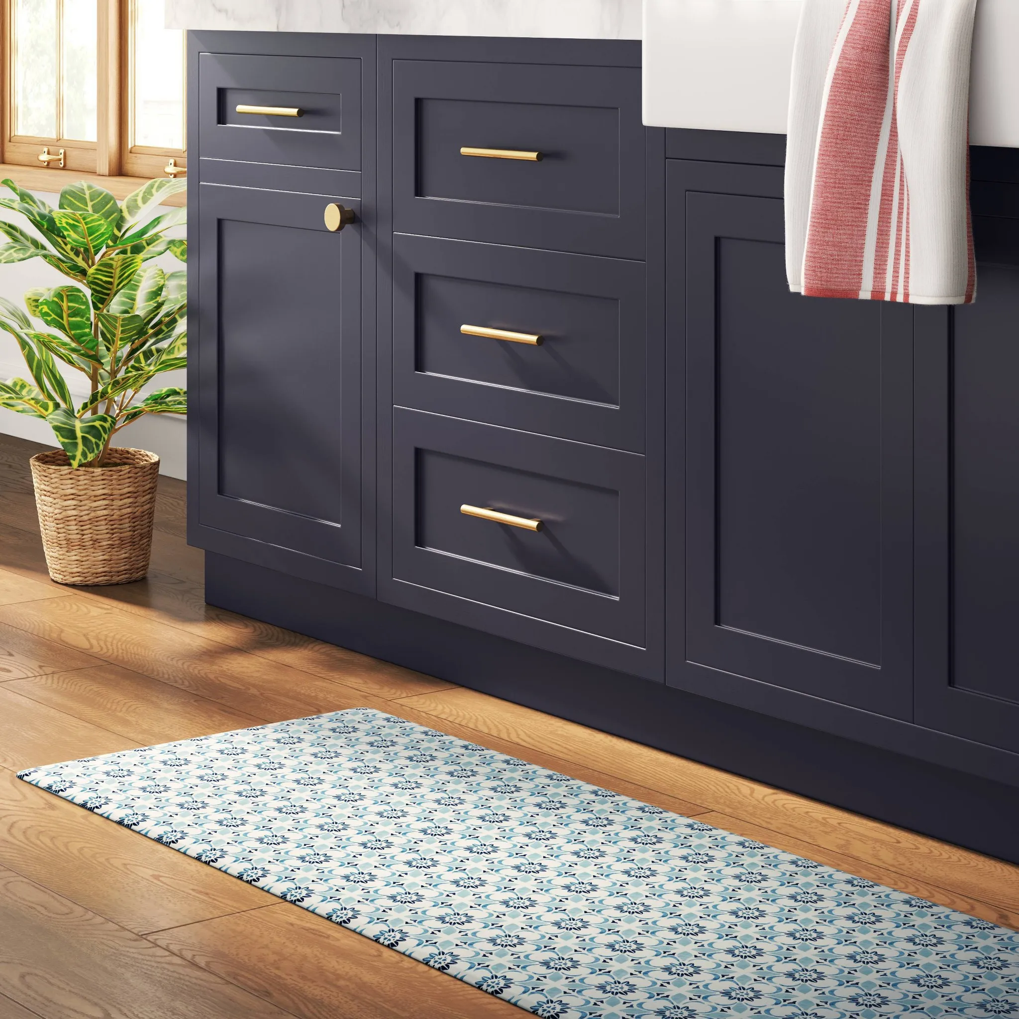 Medallion Comfort Runner Mat - Blue - Image 3