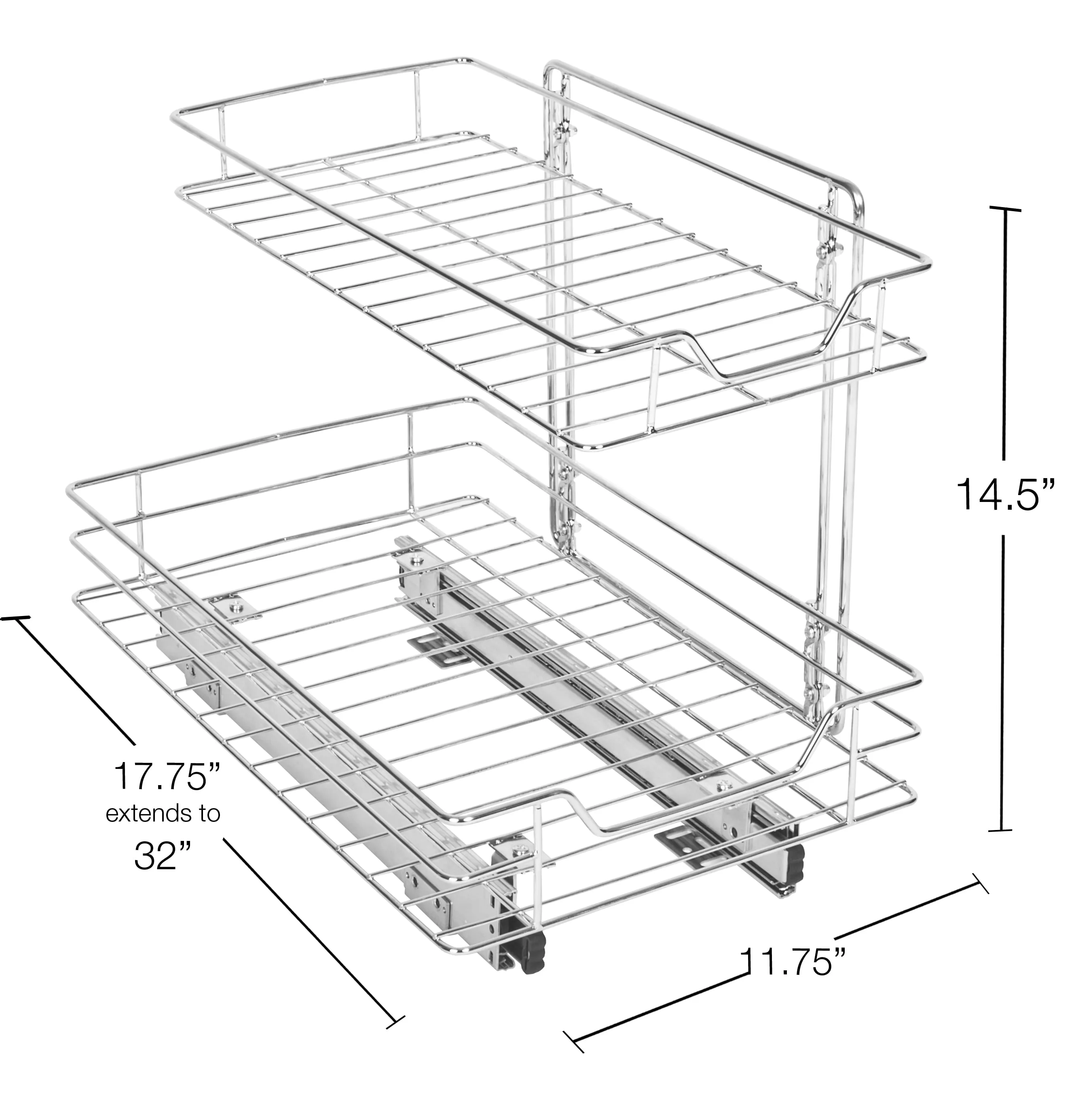 Medium 2-Tier Pull Out Cabinet Shelf - Chrome - Image 4