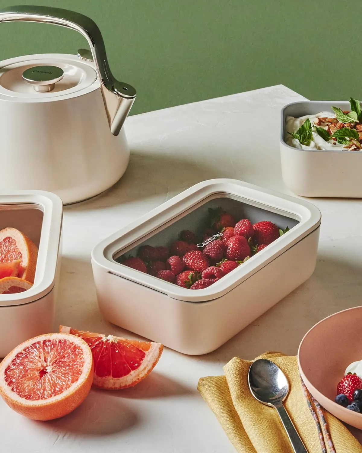 Medium Ceramic Coated Glass Food Storage Container - Navy - Image 3
