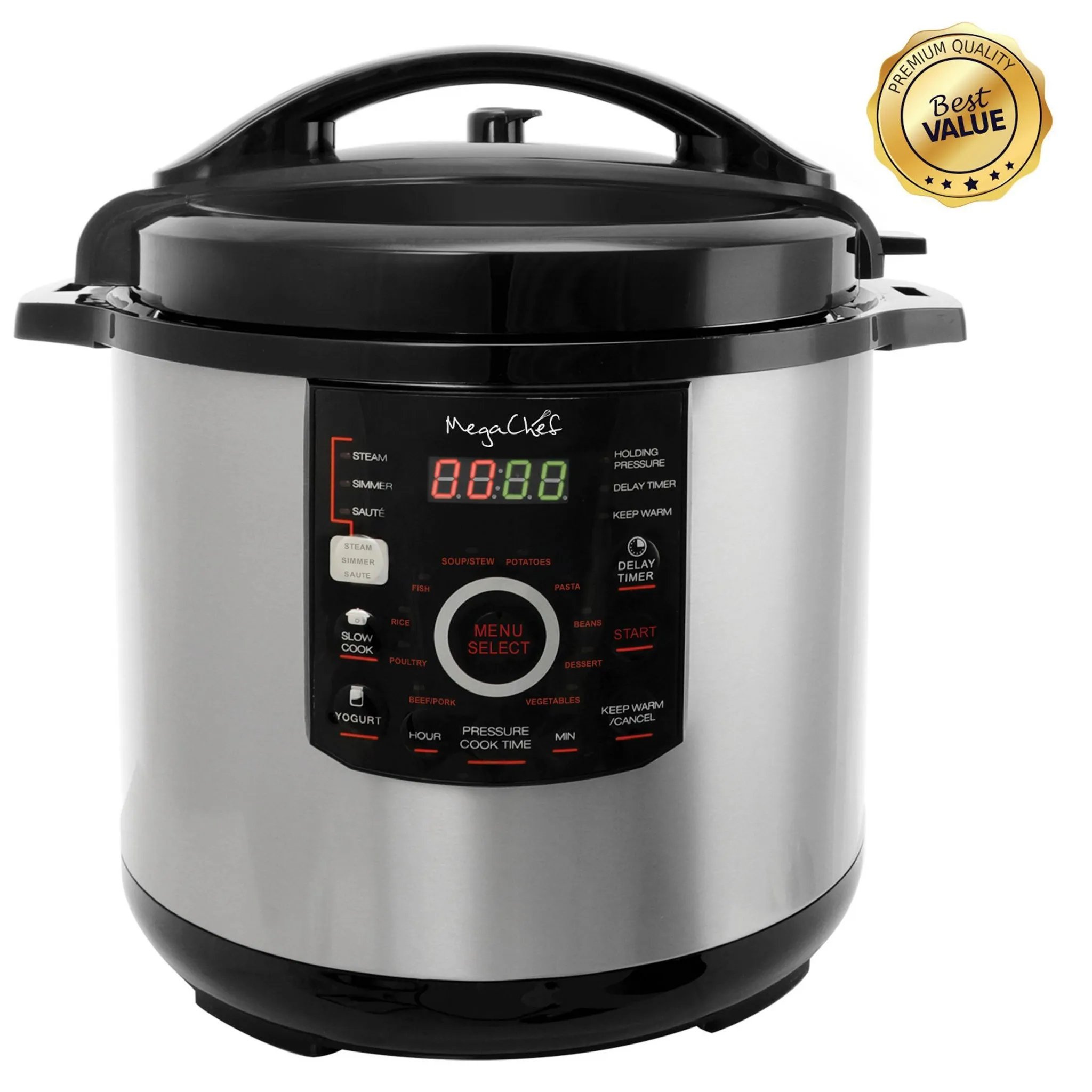 Megachef 12 Quart Digital Pressure Cooker - Stainless Steel - Image 2