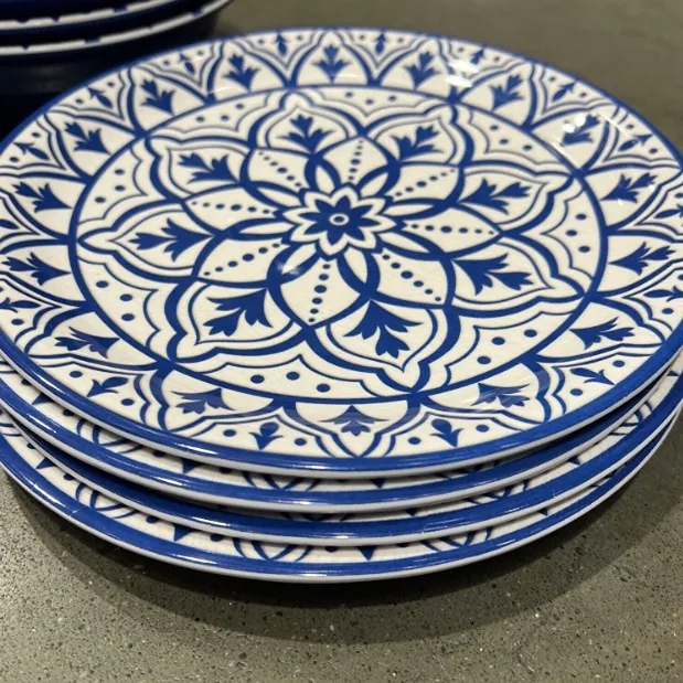 Melamine 12-Piece Dinnerware Set - Dishwasher Safe for Indoor & Outdoor Use - Blue - Image 2